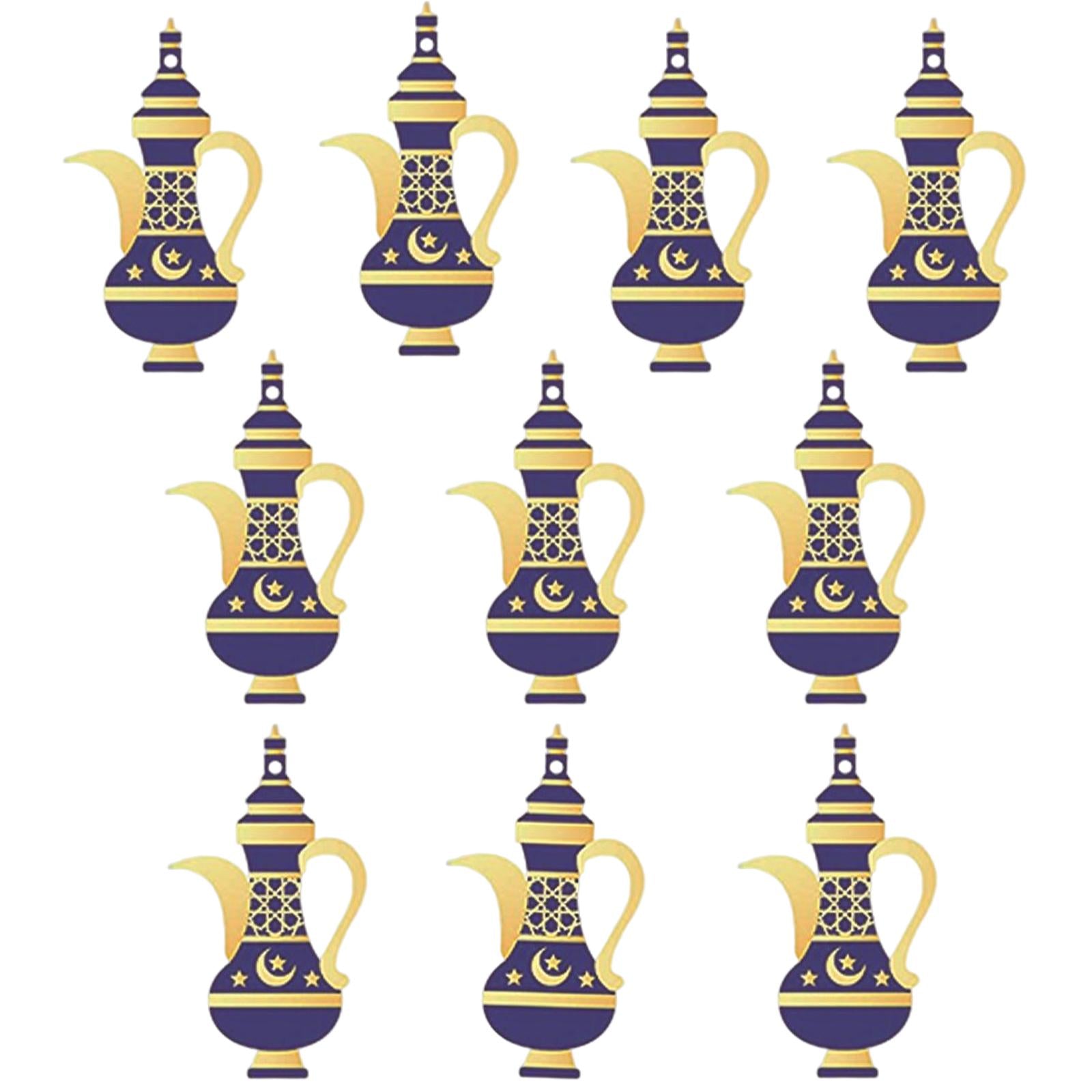 10 Pieces Eid Mubarak Wooden Ornament Wall Hanging Party Pendant Muslim H