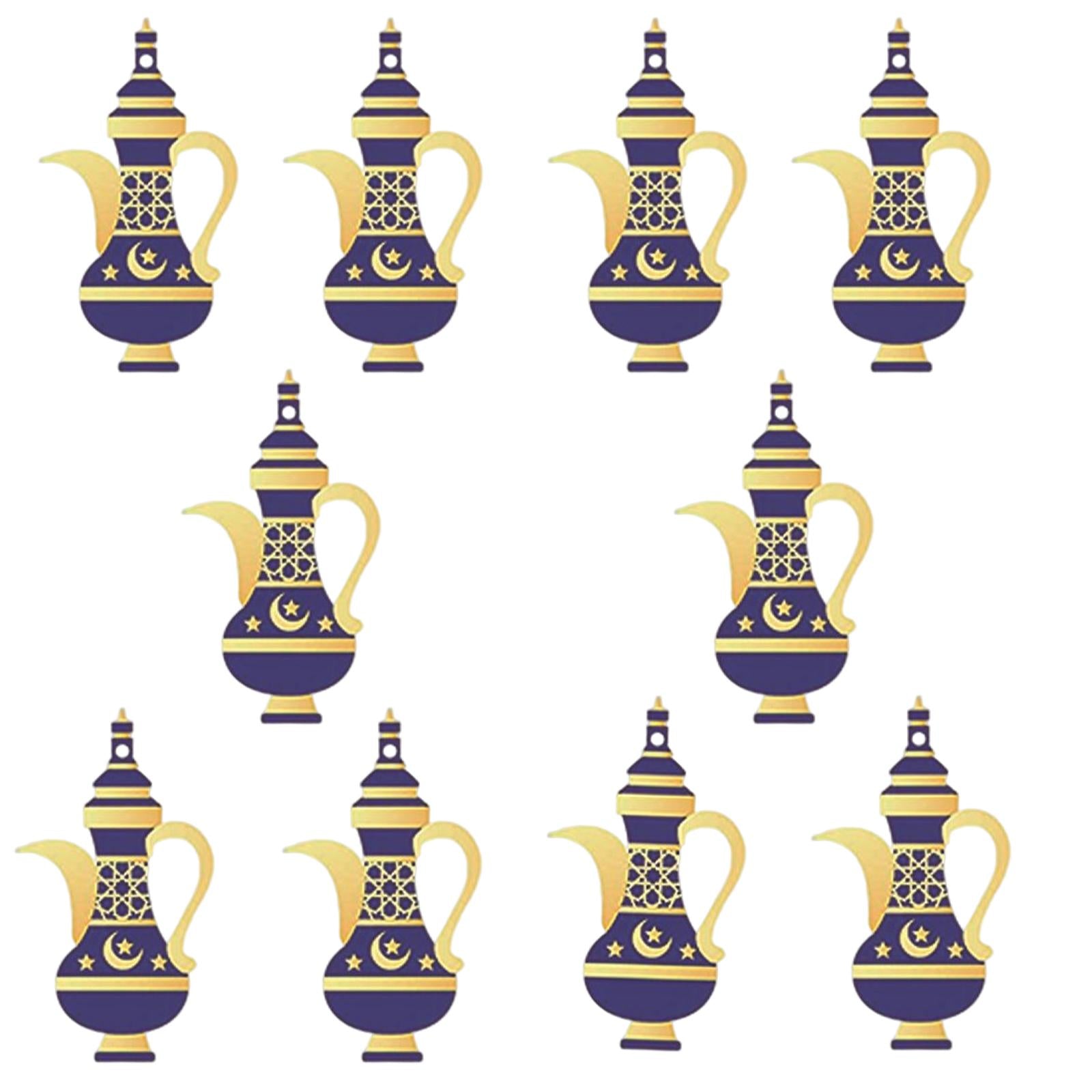 10 Pieces Eid Mubarak Wooden Ornament Wall Hanging Party Pendant Muslim H
