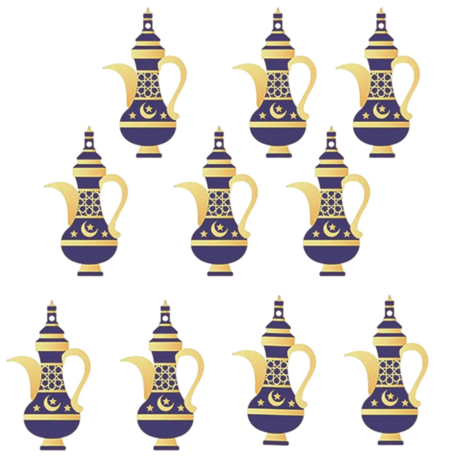10 Pieces Eid Mubarak Wooden Ornament Wall Hanging Party Pendant Muslim H