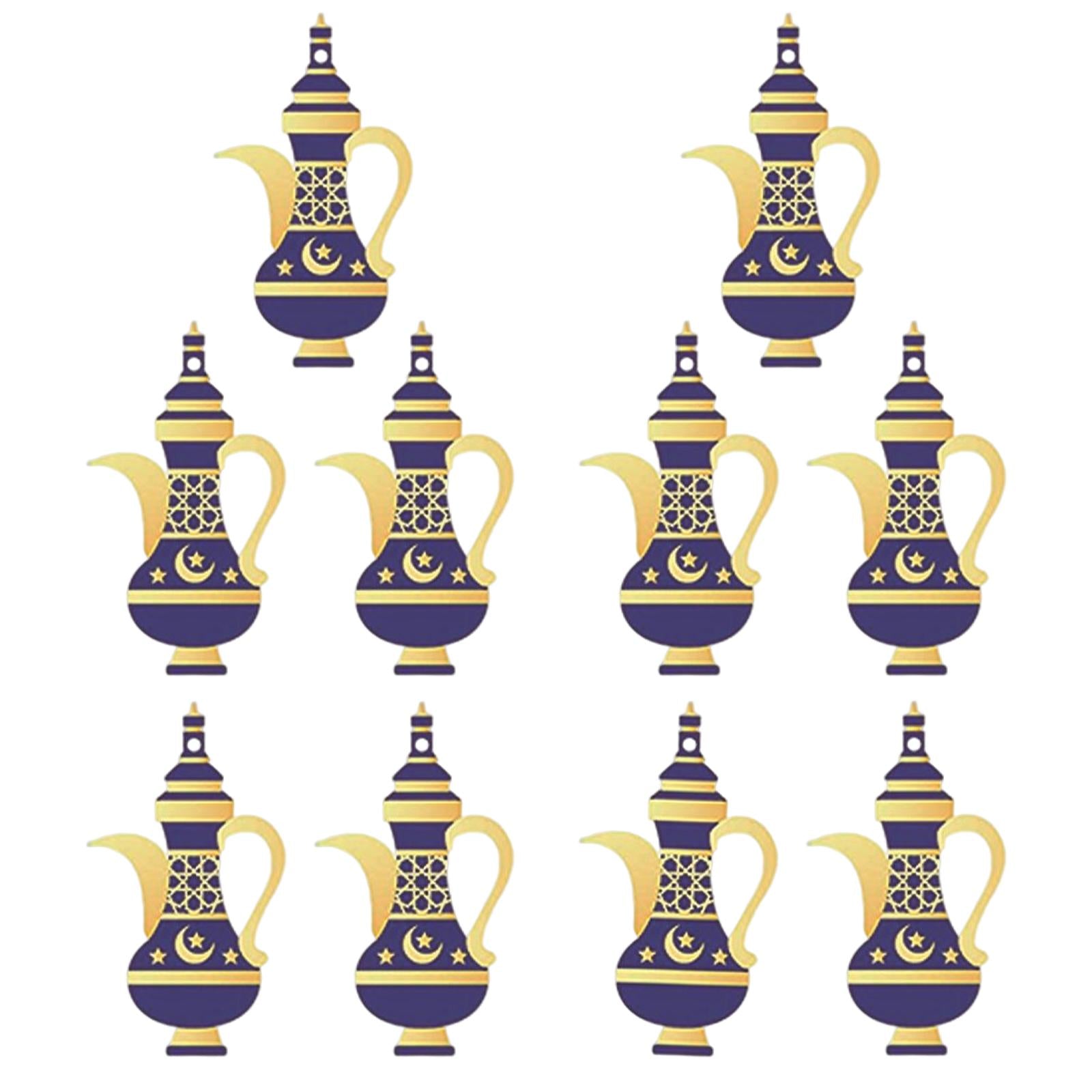 10 Pieces Eid Mubarak Wooden Ornament Wall Hanging Party Pendant Muslim H