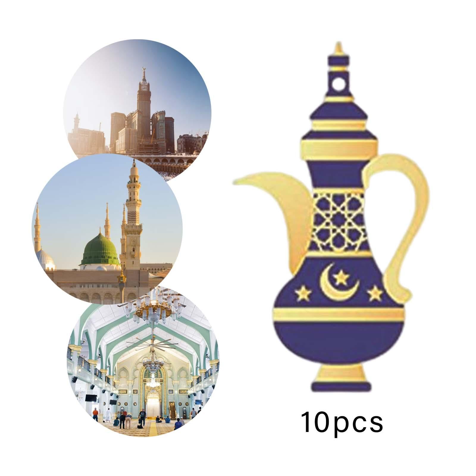 10 Pieces Eid Mubarak Wooden Ornament Wall Hanging Party Pendant Muslim H