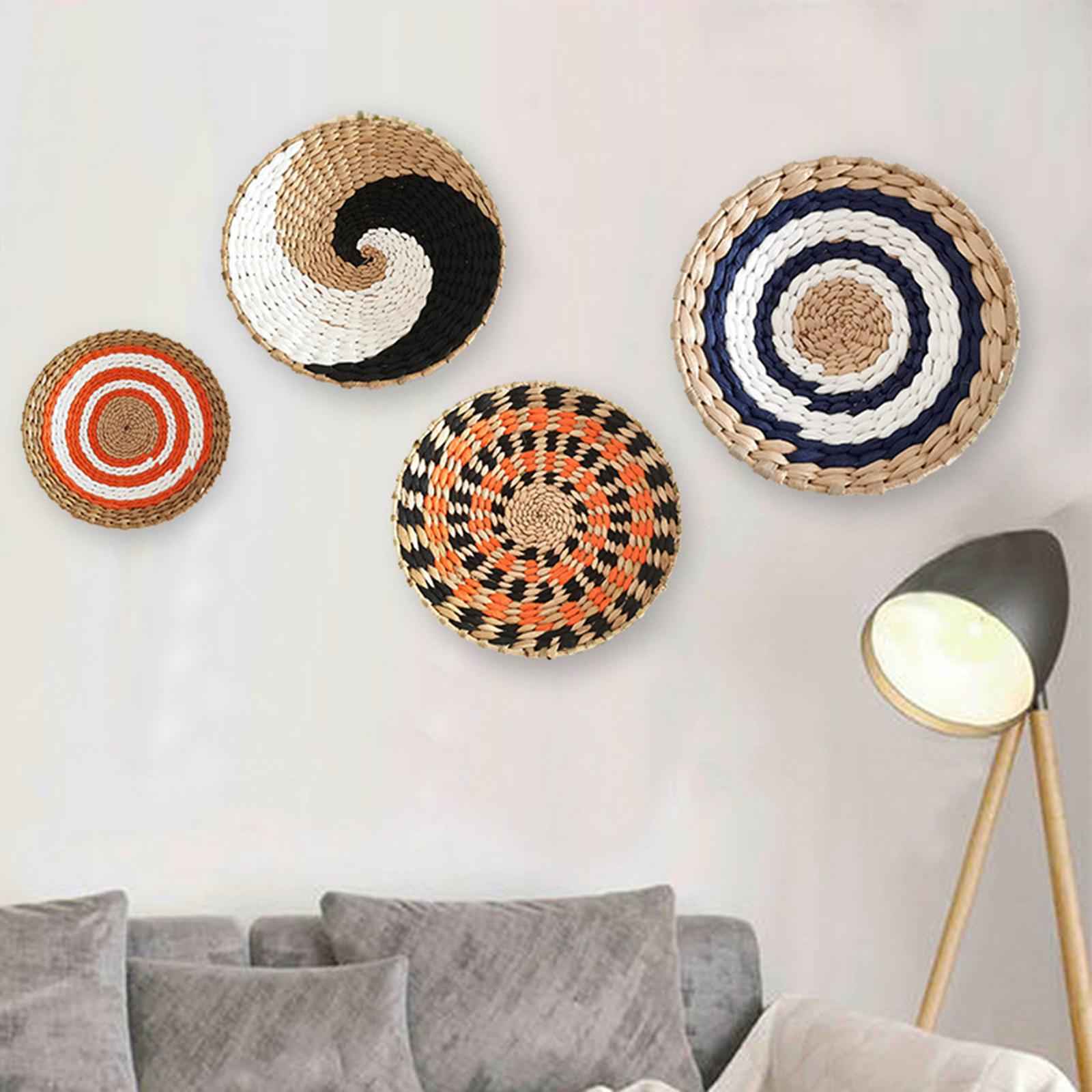 Woven Basket Wall Decor Durable Simple Hangings for Foyer Patio Farmhouse Black 20cm