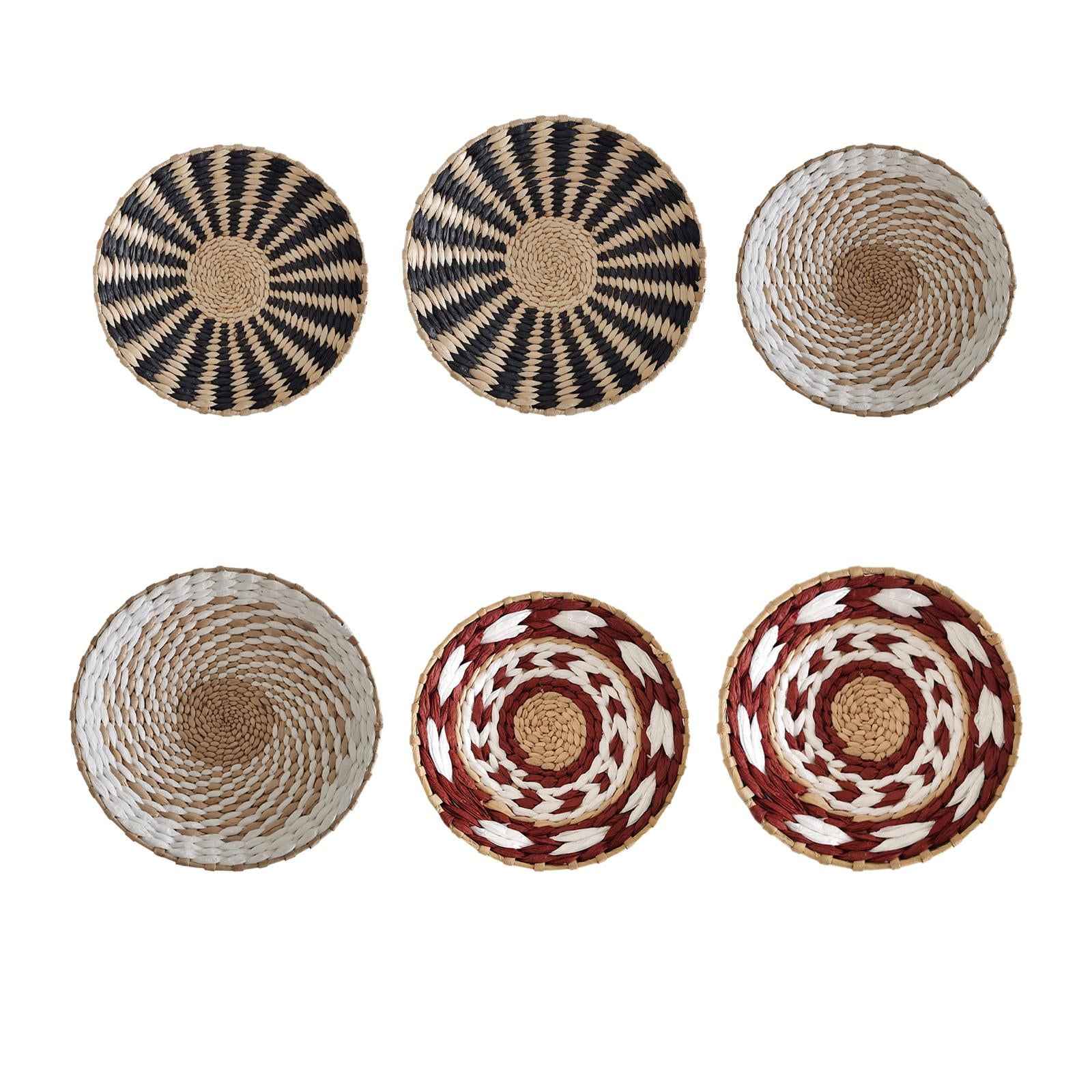 Woven Basket Wall Decor Durable Simple Hangings for Foyer Patio Farmhouse Black 20cm