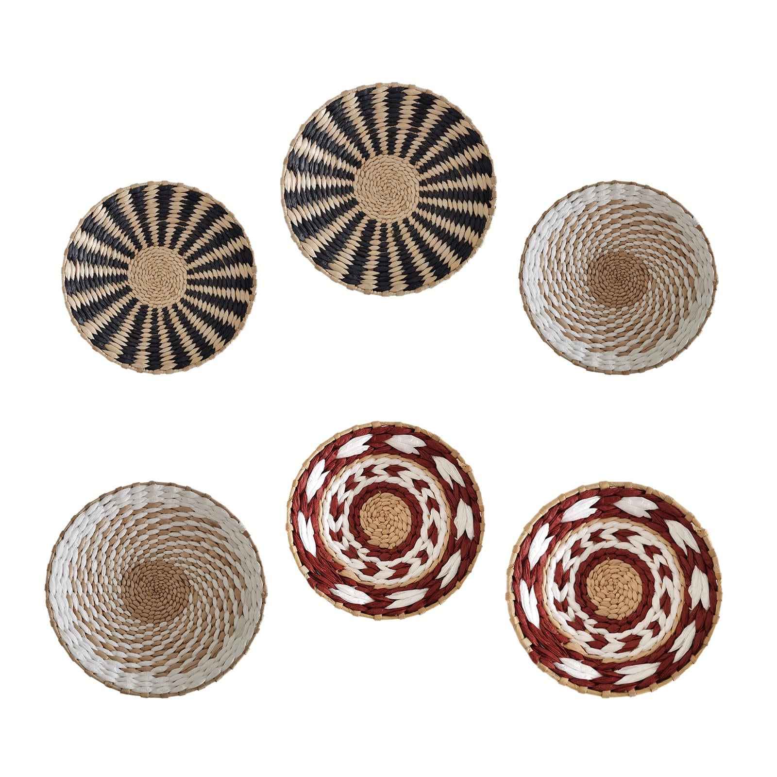 Woven Basket Wall Decor Durable Simple Hangings for Foyer Patio Farmhouse Black 20cm