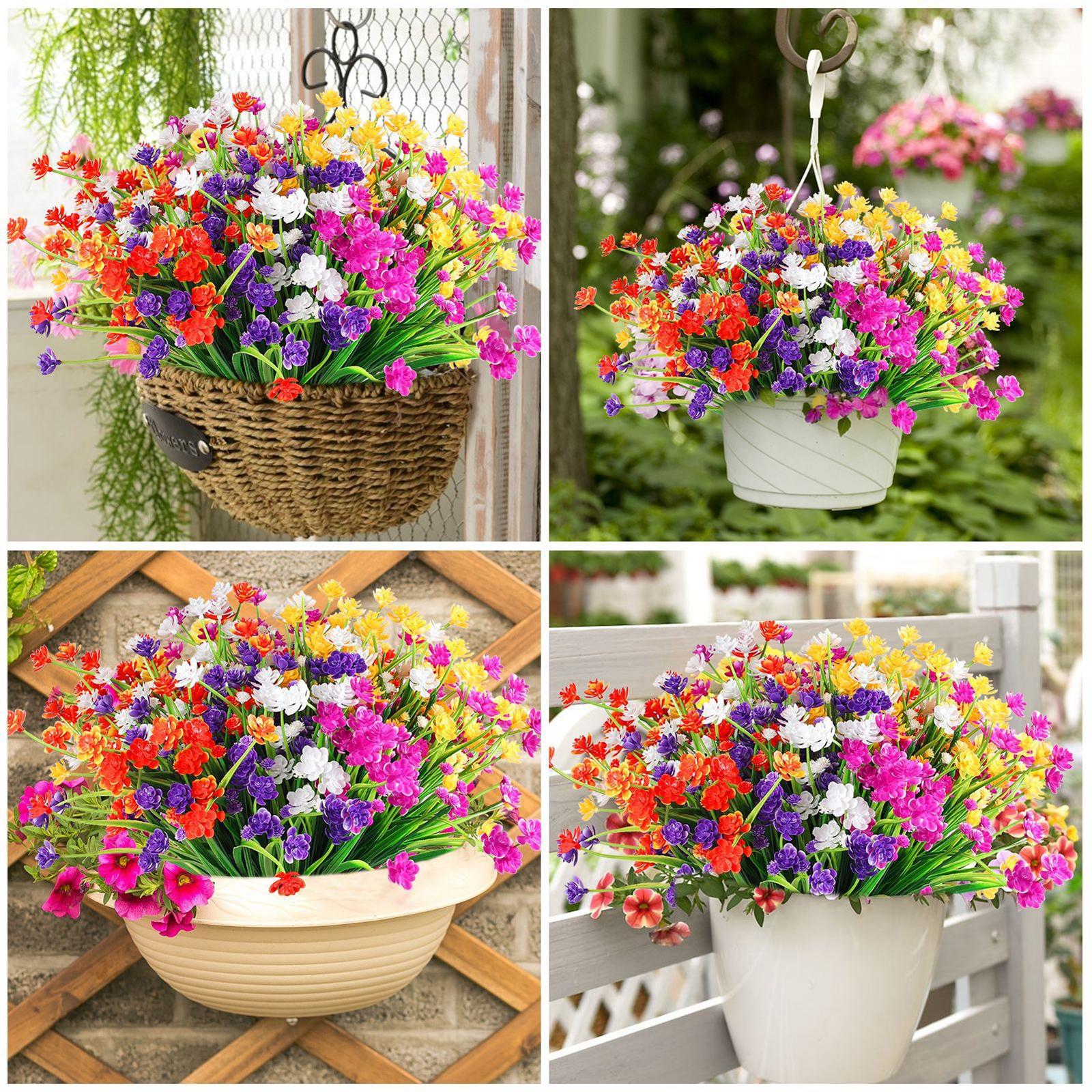 10 Pieces Artificial Flowers UV Resistant for Farmhouse Home Decoration