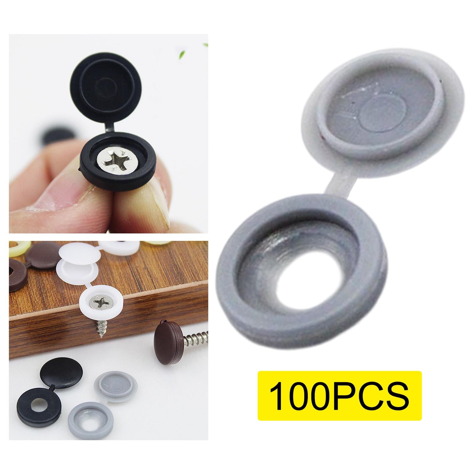 100 Pieces Screw Covers, Practical Screws Caps for Replacement Tools Yard Grey