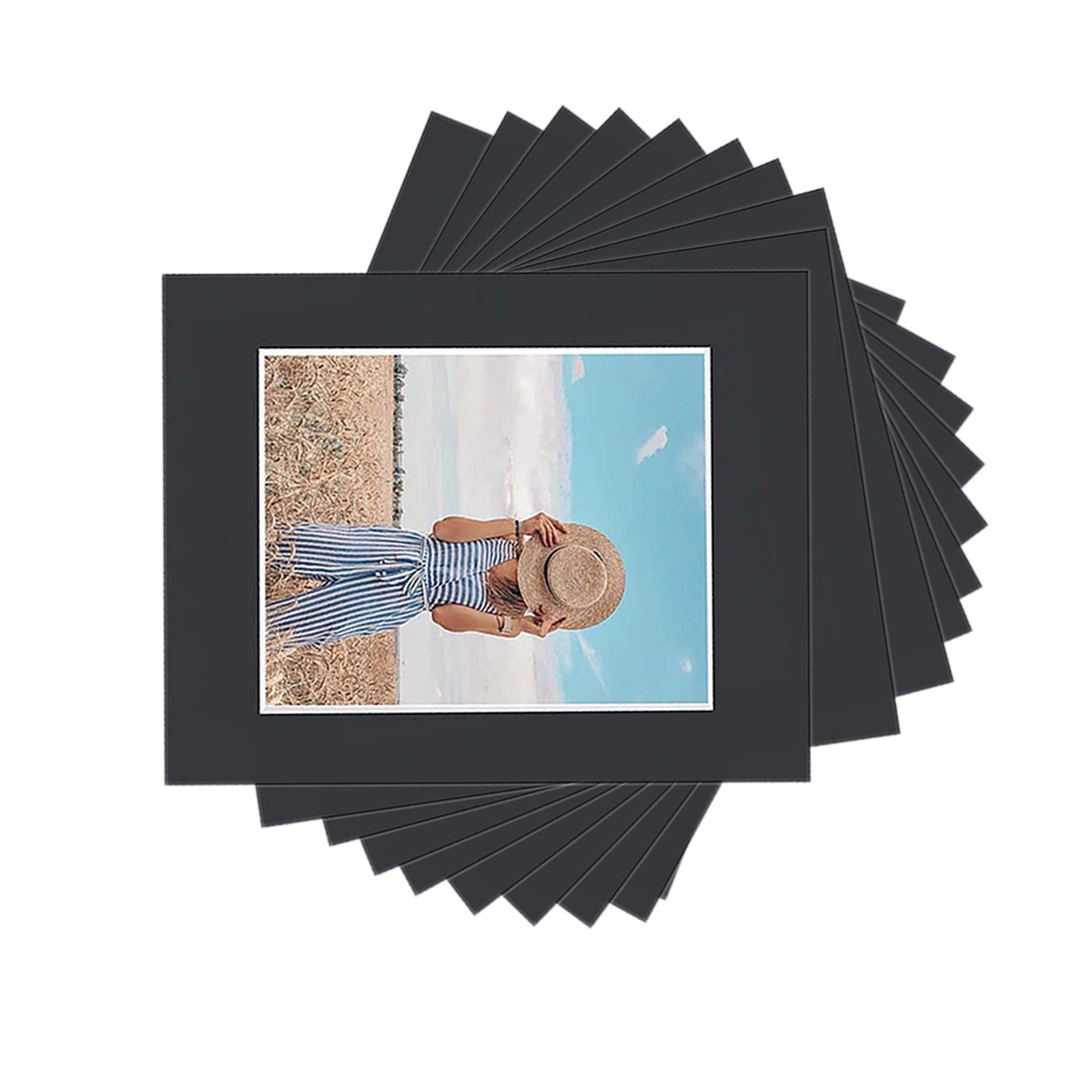 10Pc Pre Cut Mat Board Show Kit Picture Mats 11x14 for 8.5x11 Photo Black"