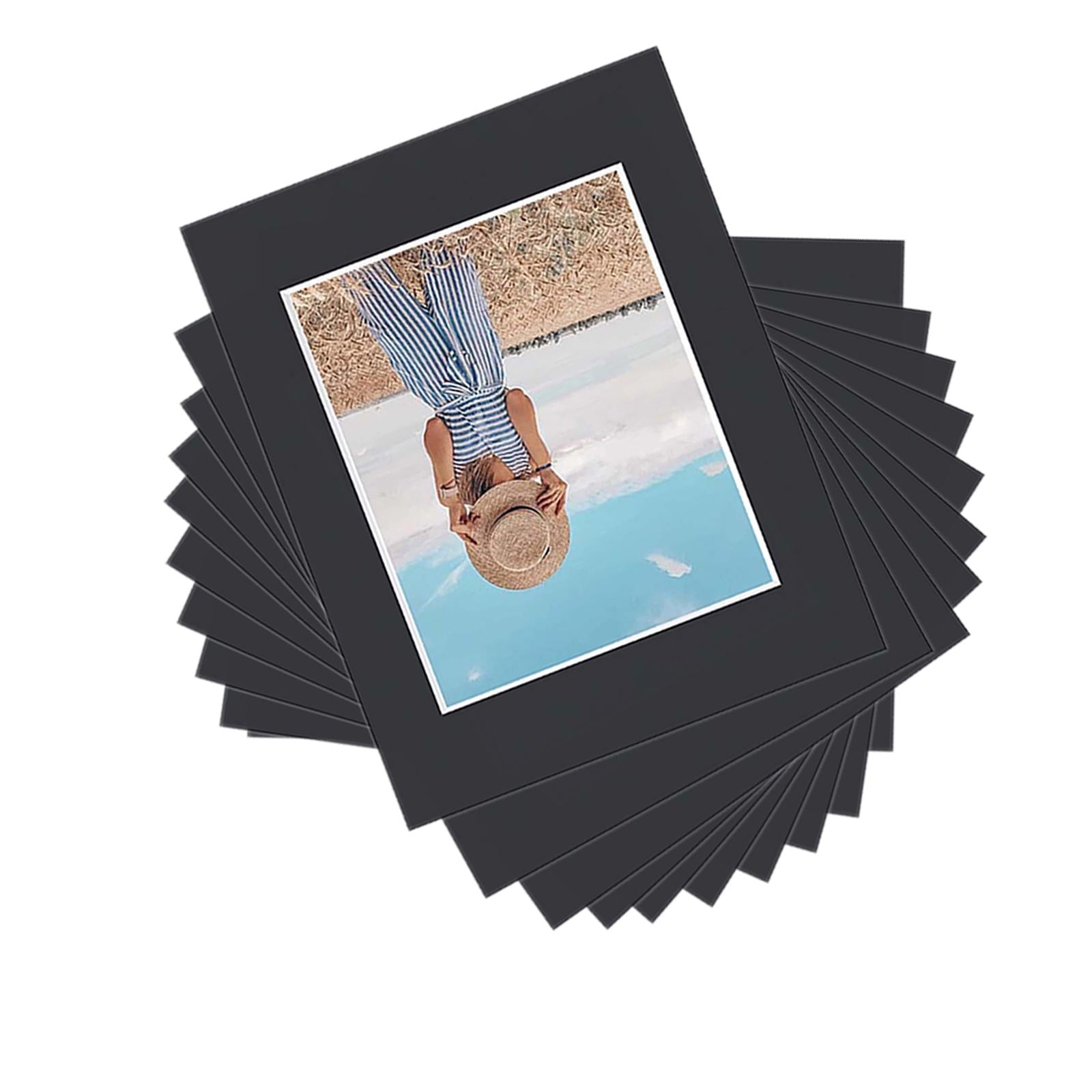 10Pc Pre Cut Mat Board Show Kit Picture Mats 11x14 for 8.5x11 Photo Black"