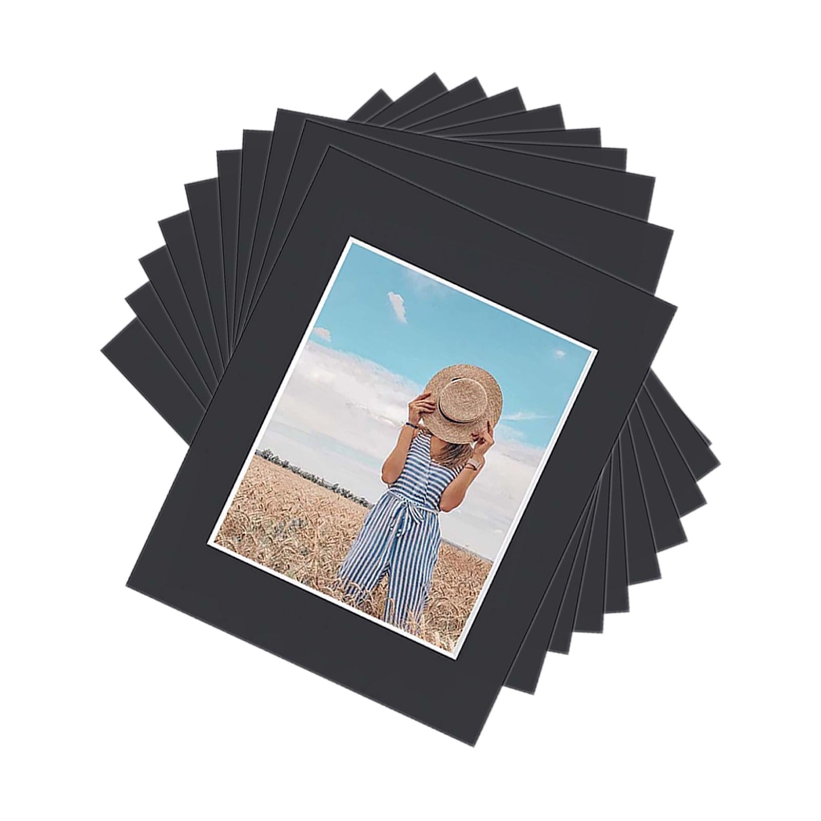 10Pc Pre Cut Mat Board Show Kit Picture Mats 11x14 for 8.5x11 Photo Black"