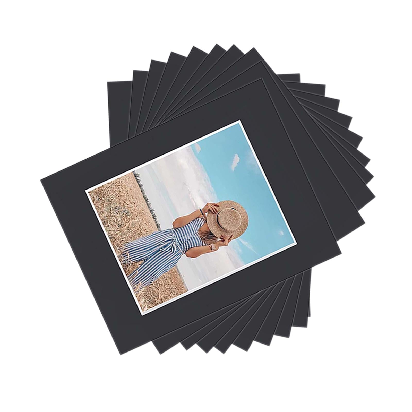 10Pc Pre Cut Mat Board Show Kit Picture Mats 11x14 for 8.5x11 Photo Black"