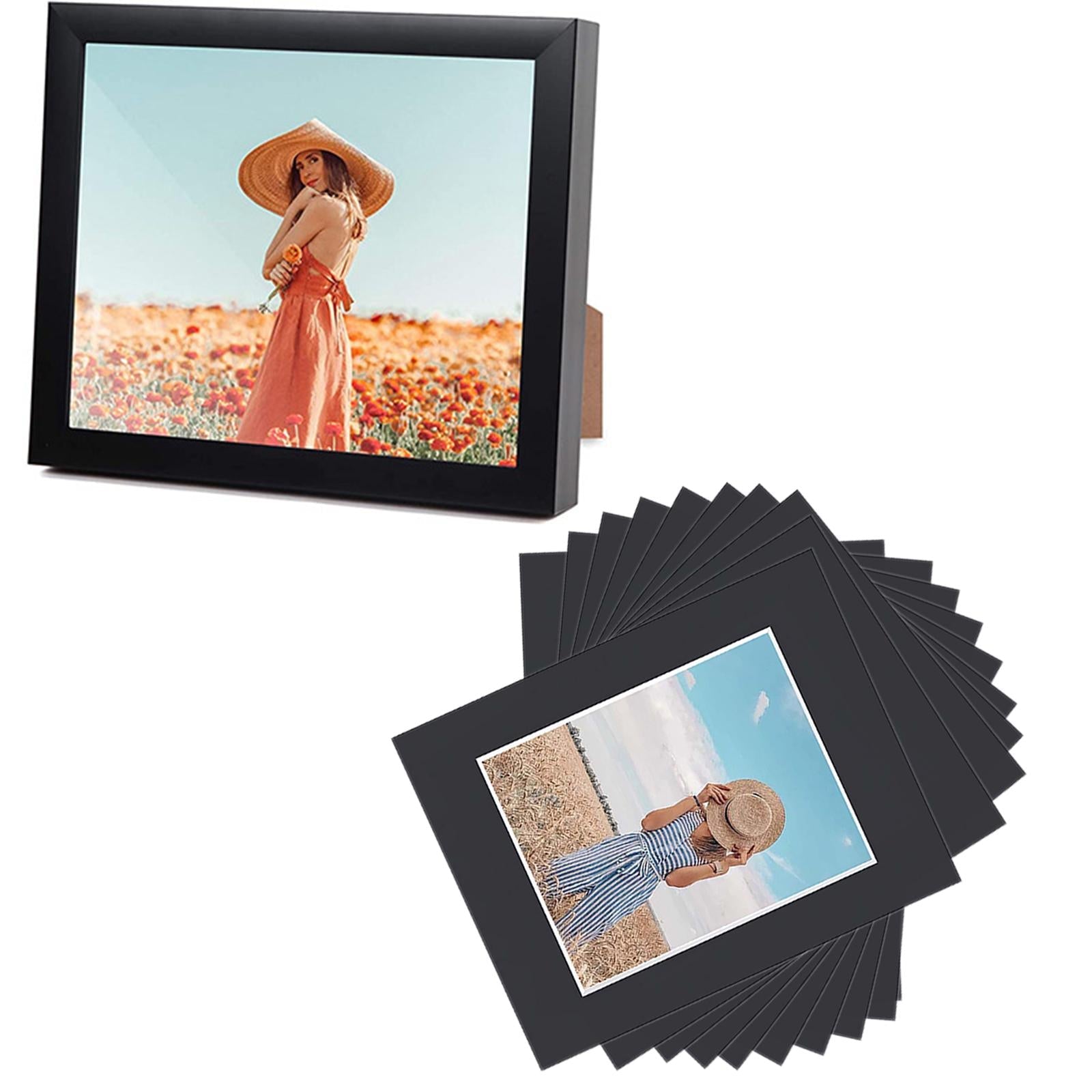 10Pc Pre Cut Mat Board Show Kit Picture Mats 11x14 for 8.5x11 Photo Black"