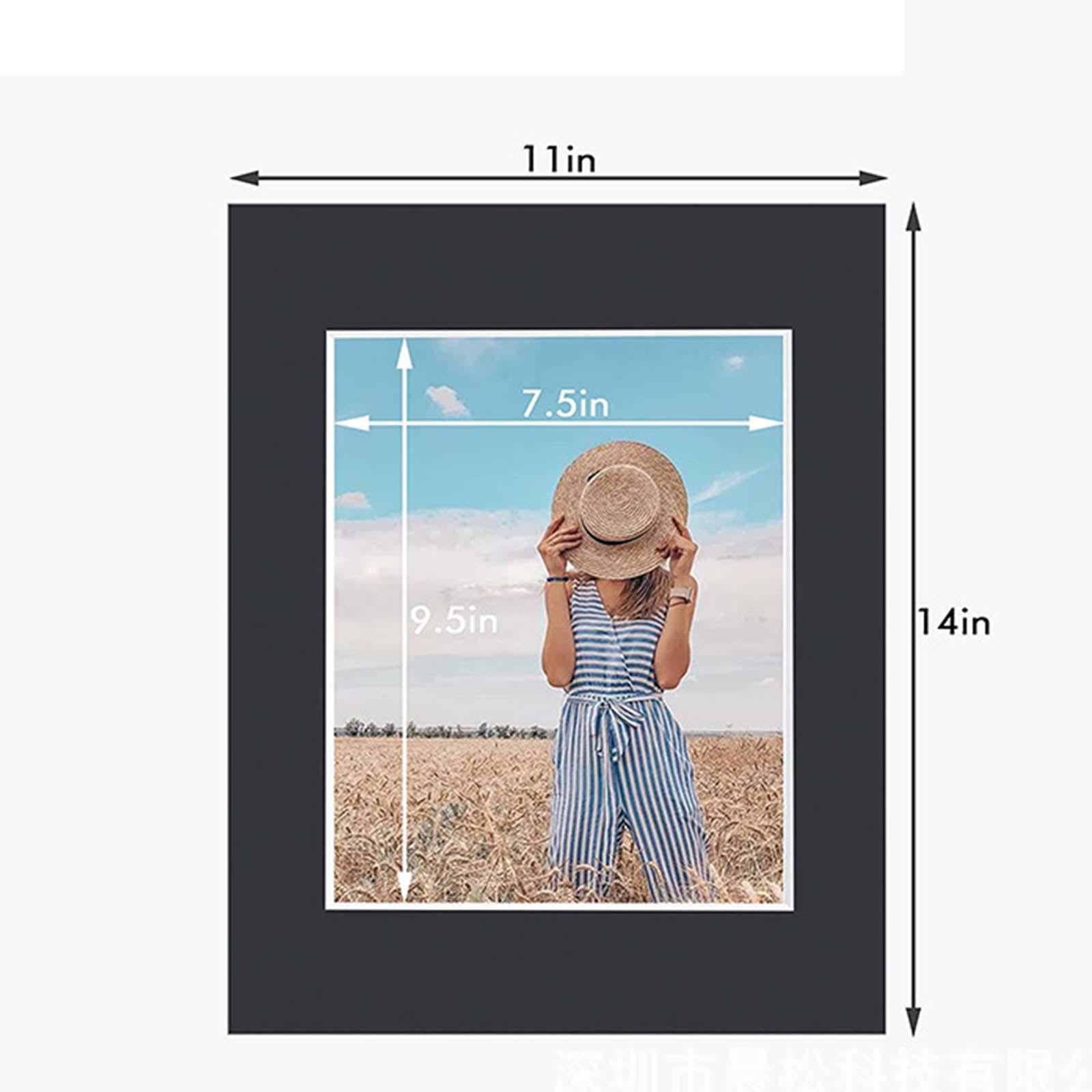 10Pc Pre Cut Mat Board Show Kit Picture Mats 11x14 for 8.5x11 Photo Black"