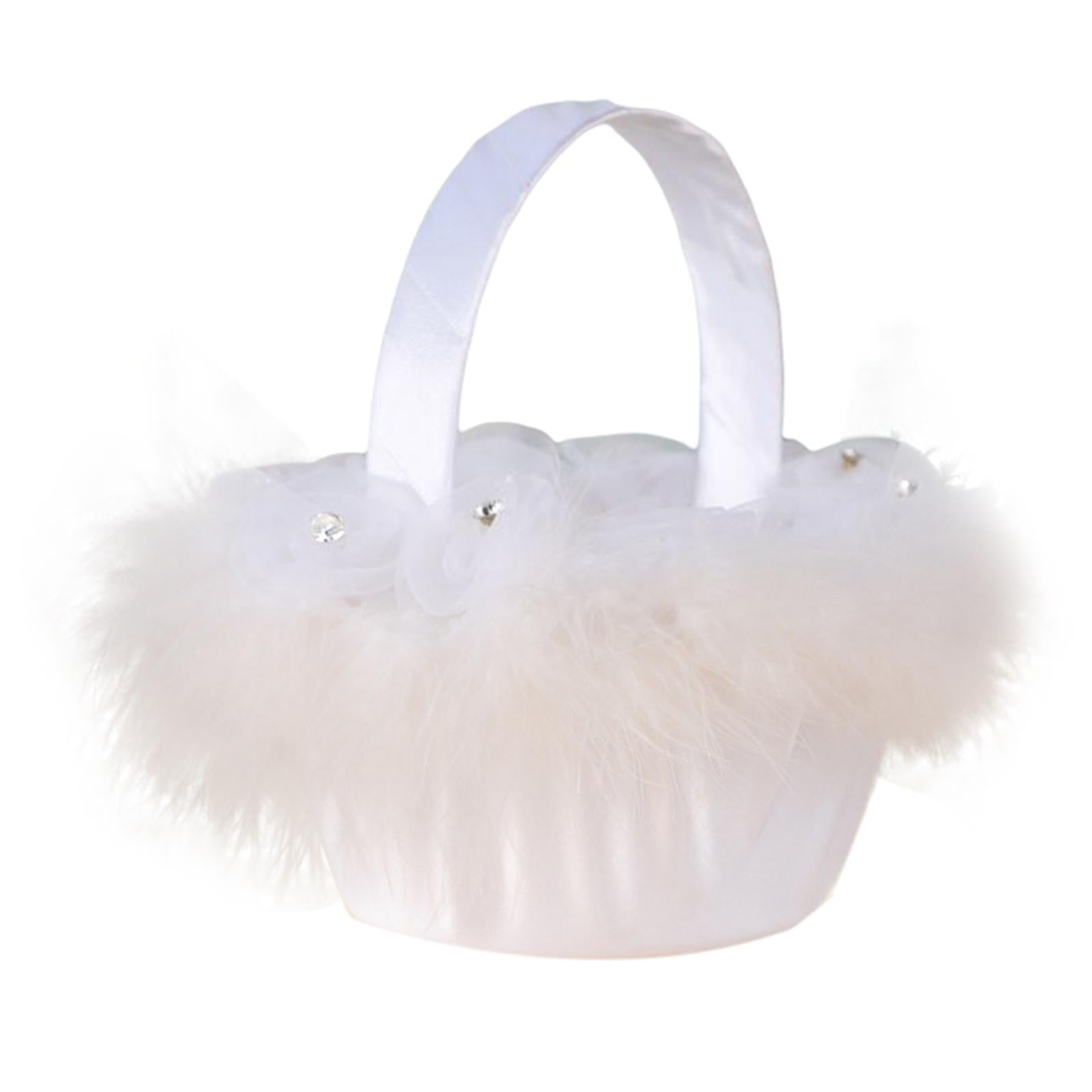 Romantic Wedding Flower Girl Basket Delicate for Wedding Ceremony Favors Style C