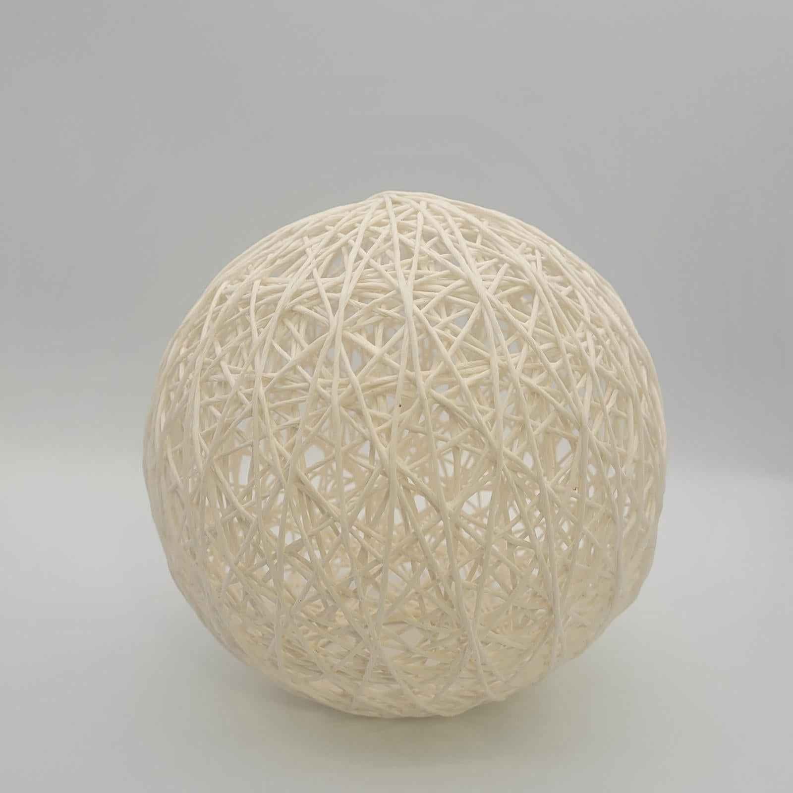 Woven Pendant Light Shade Lamp Cage Rattan Ball Lampshade for Farmer House White