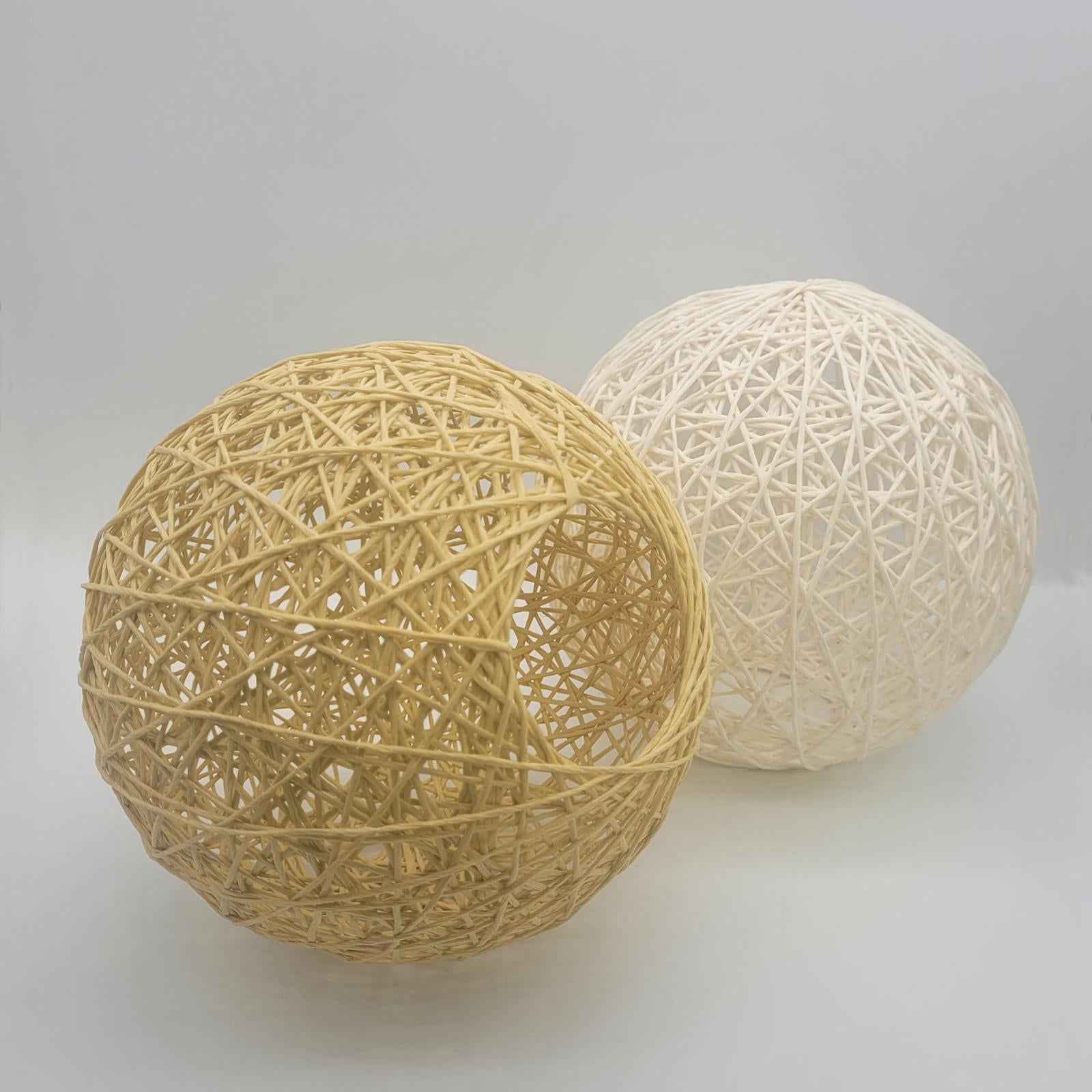Woven Pendant Light Shade Lamp Cage Rattan Ball Lampshade for Farmer House White