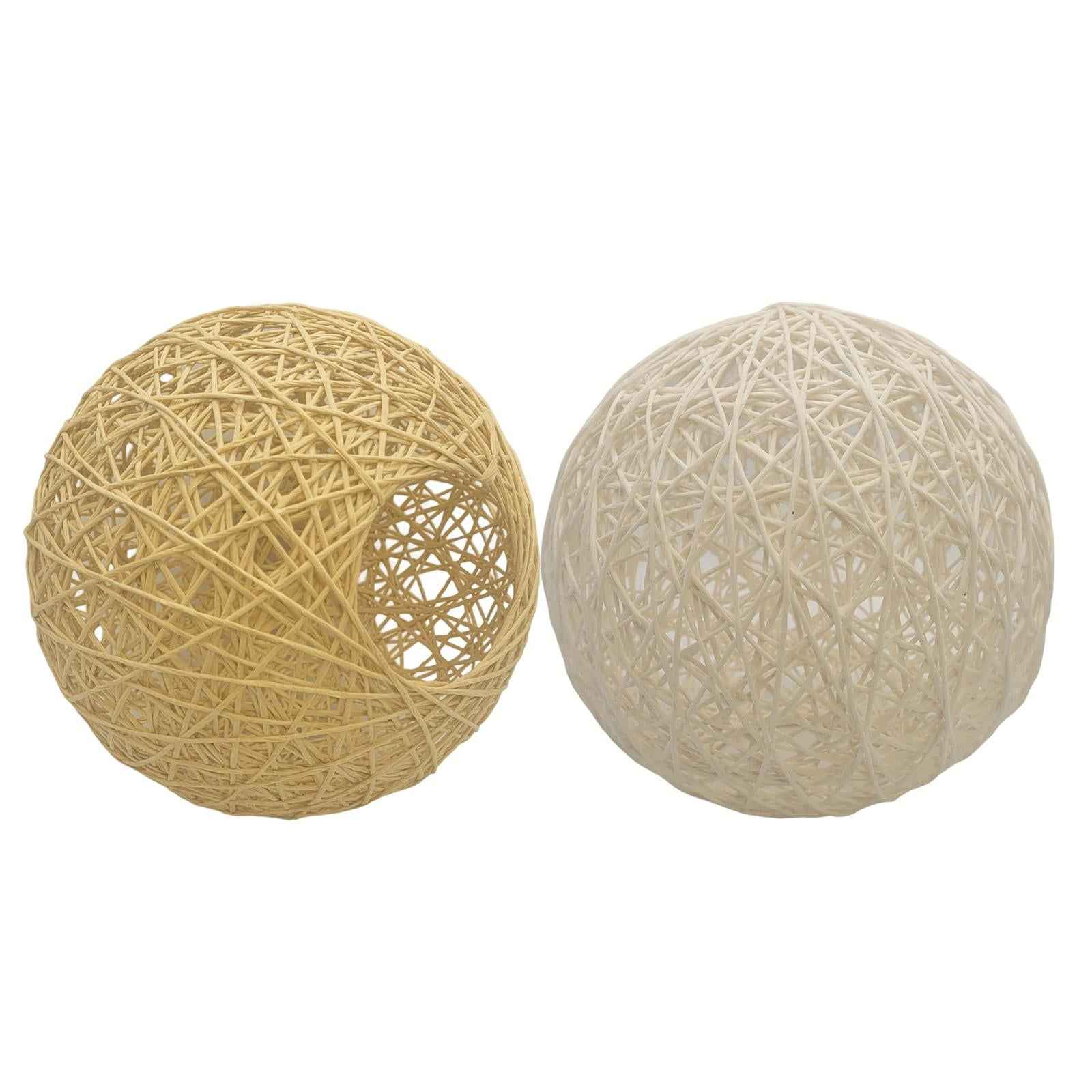 Woven Pendant Light Shade Lamp Cage Rattan Ball Lampshade for Farmer House White
