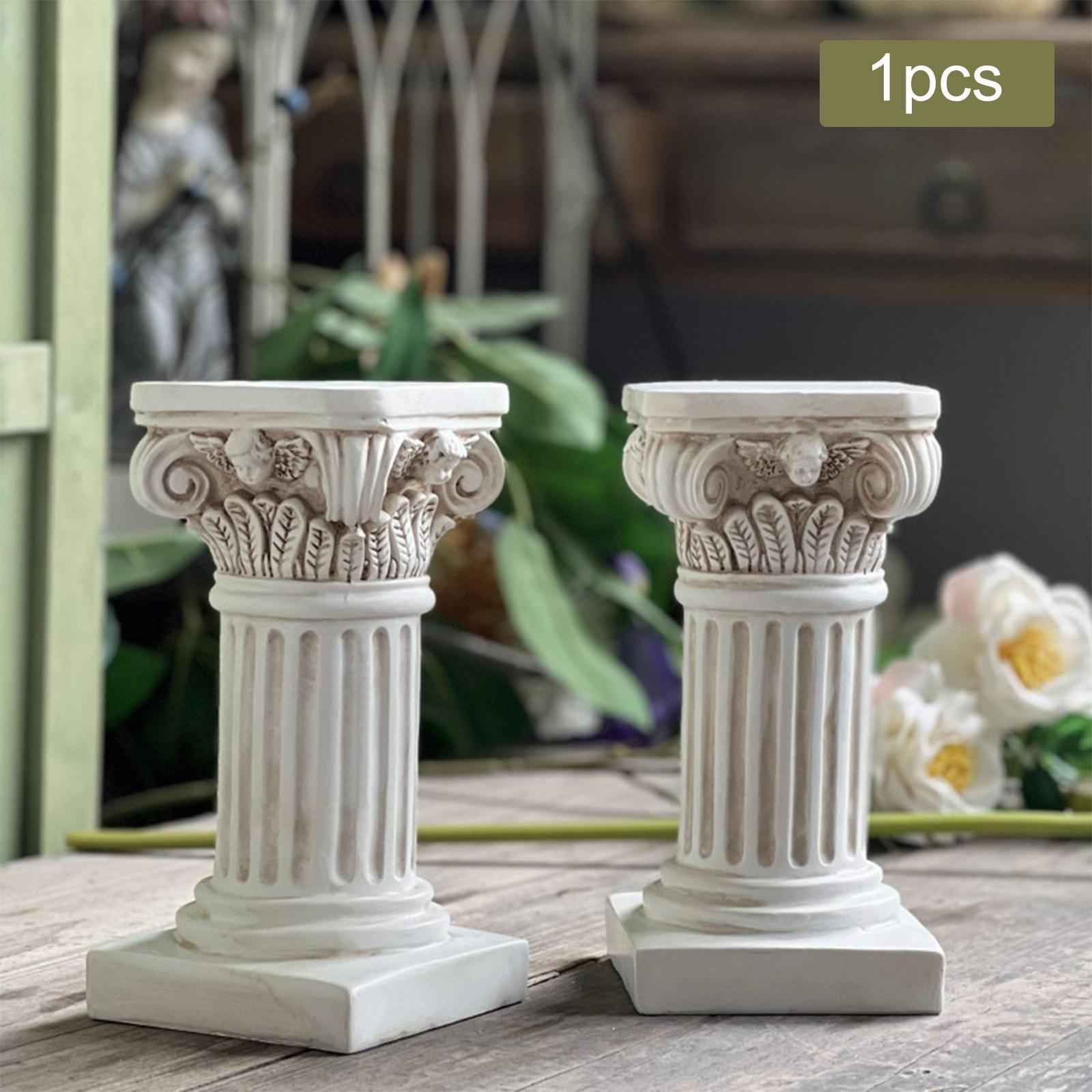 Roman Pillar Statue Figurine White Pedestal Stand for Living Room Decoration
