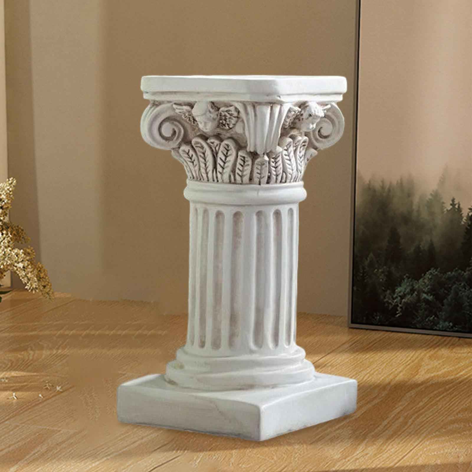 Roman Pillar Statue Figurine White Pedestal Stand for Living Room Decoration
