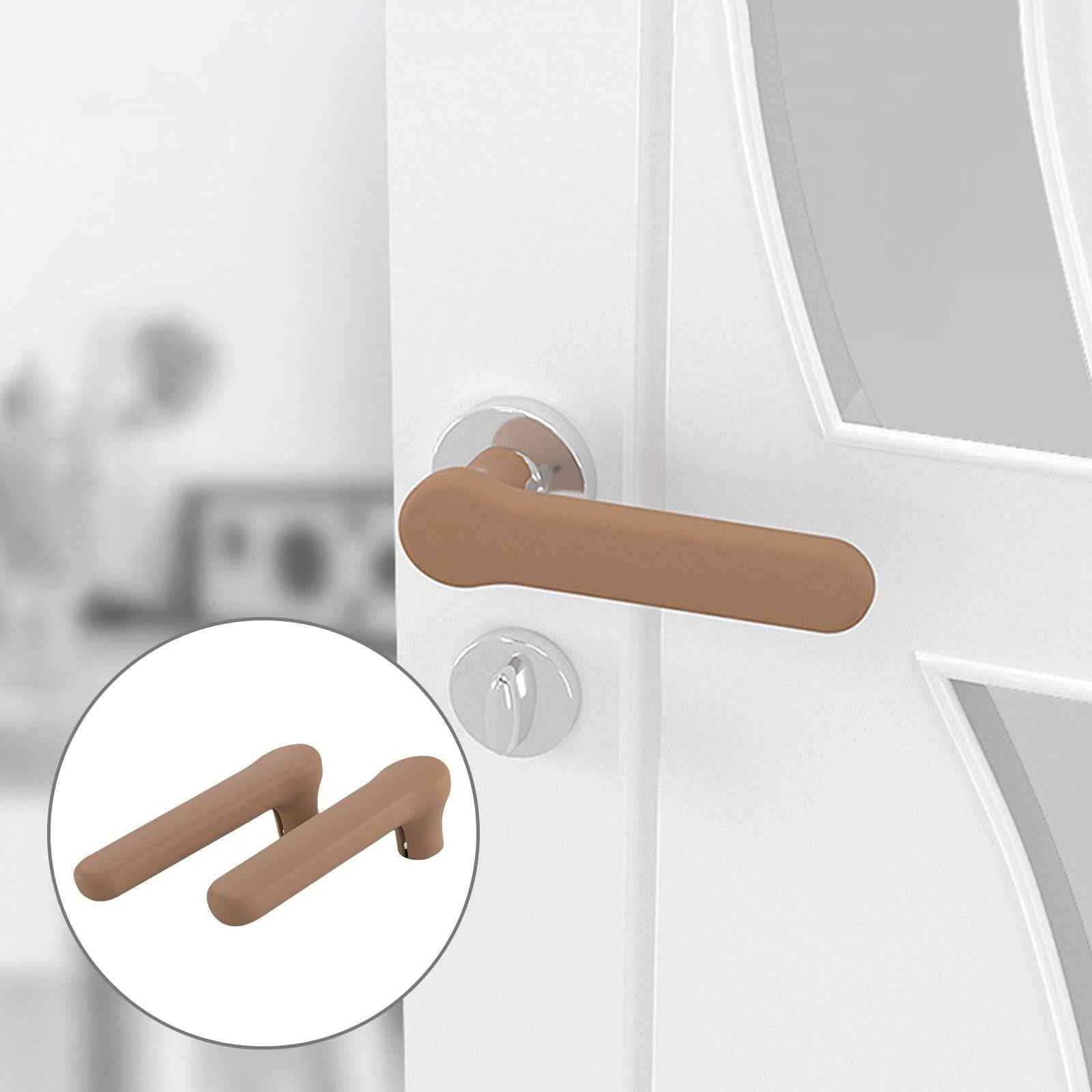 Door Handle Protective Cover Silicone Sleeve Anti Collision Door Knob Cover Coffee