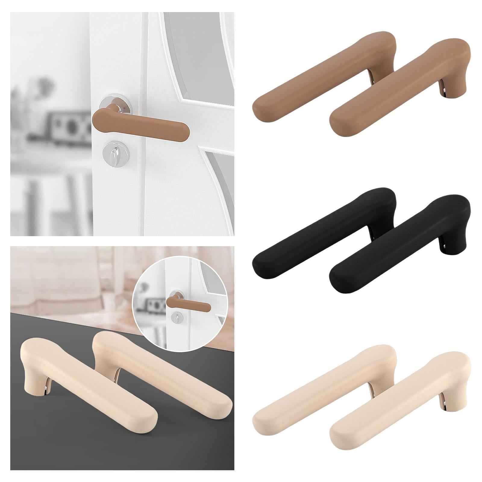 Door Handle Protective Cover Silicone Sleeve Anti Collision Door Knob Cover Coffee