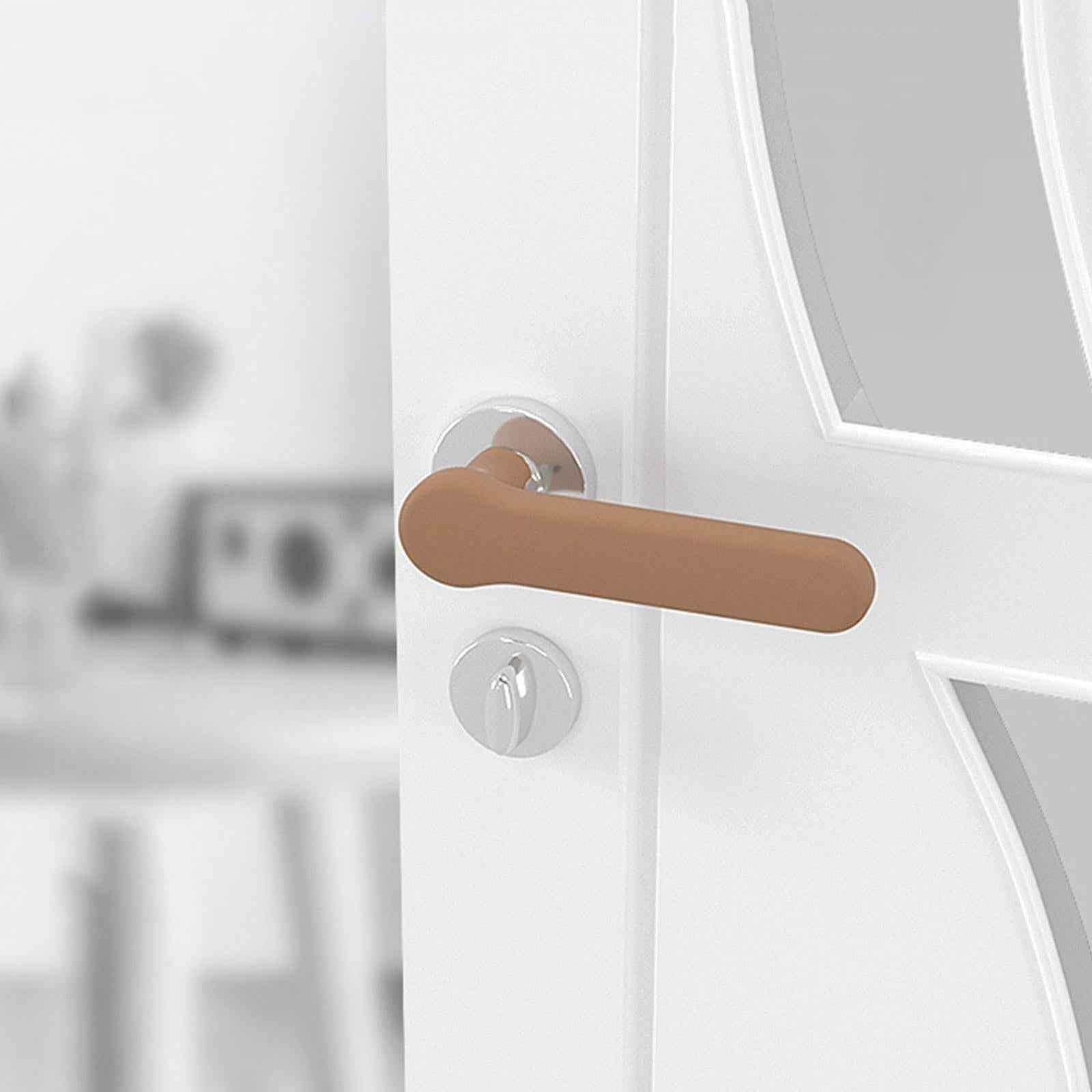 Door Handle Protective Cover Silicone Sleeve Anti Collision Door Knob Cover Coffee