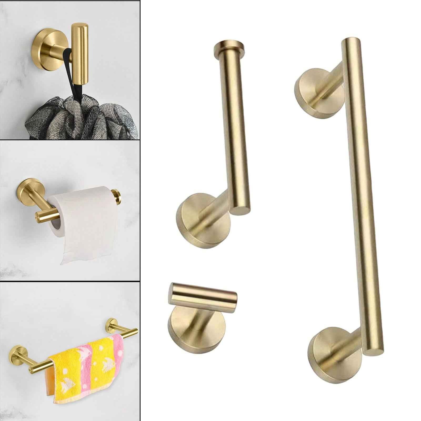 3 Pieces Bathroom Hardware Accessories Set Towel Hook 16" Towel Bar Gold
