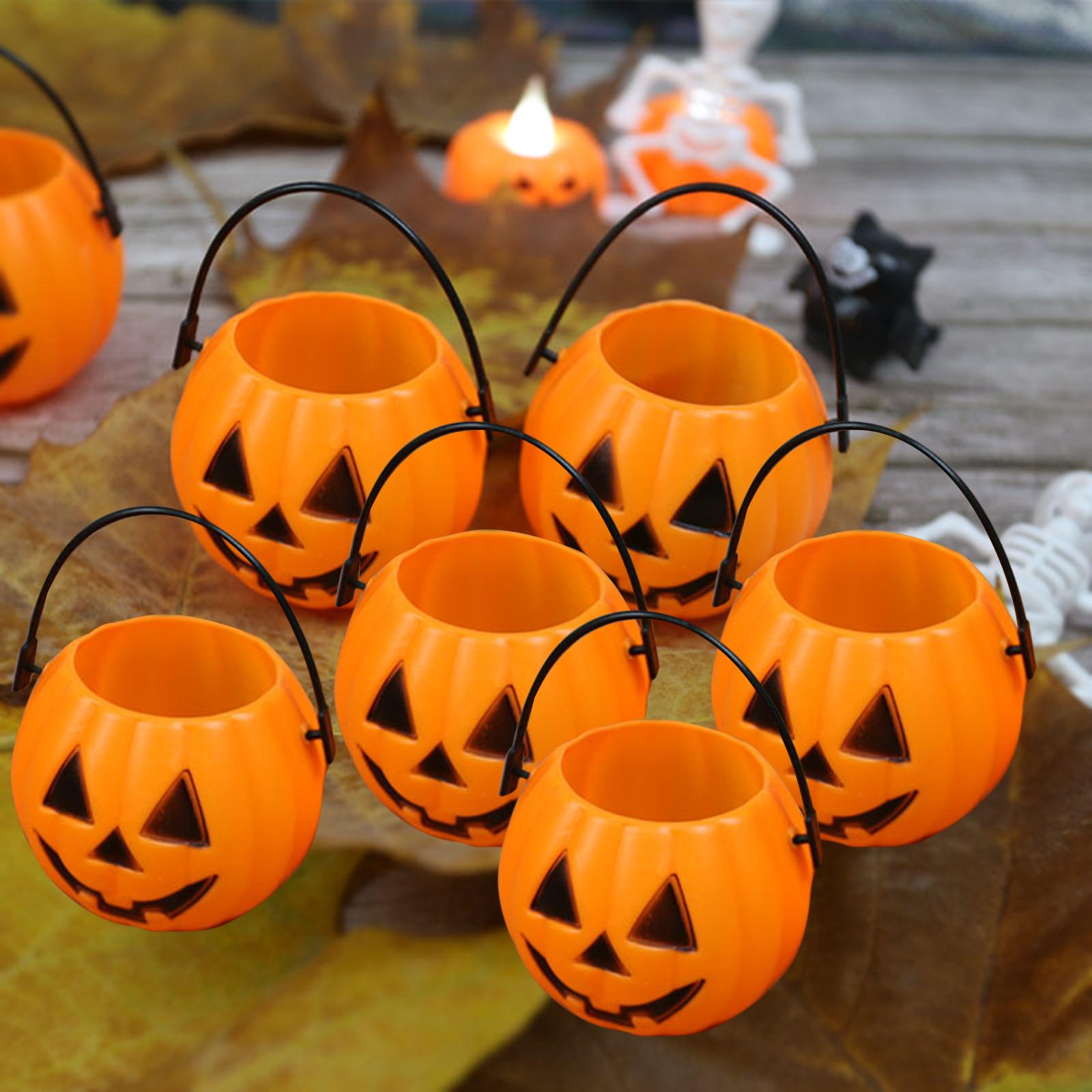 2x6x Halloween Pumpkin Buckets Props Decor for Favors Banquet Holiday