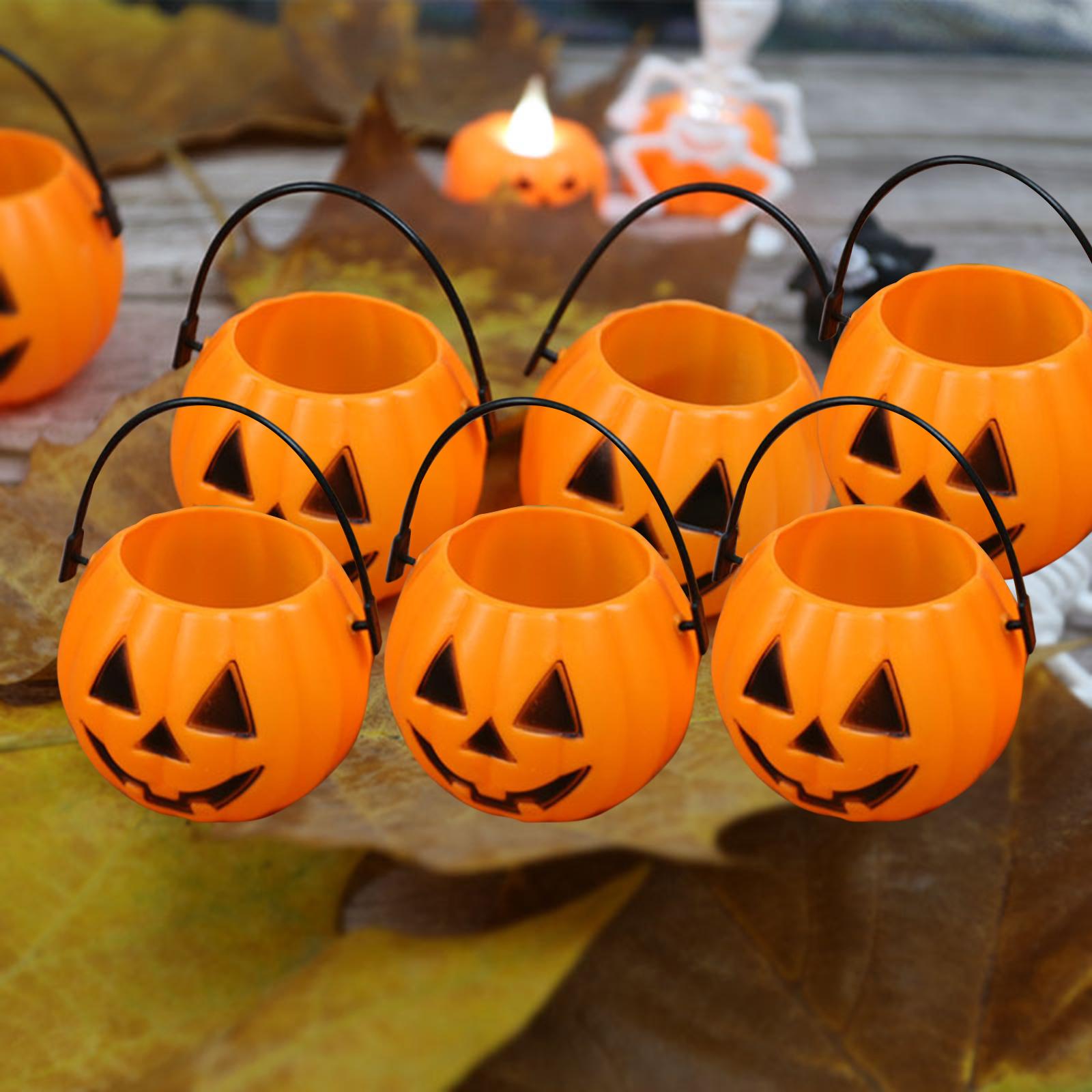 2x6x Halloween Pumpkin Buckets Props Decor for Favors Banquet Holiday