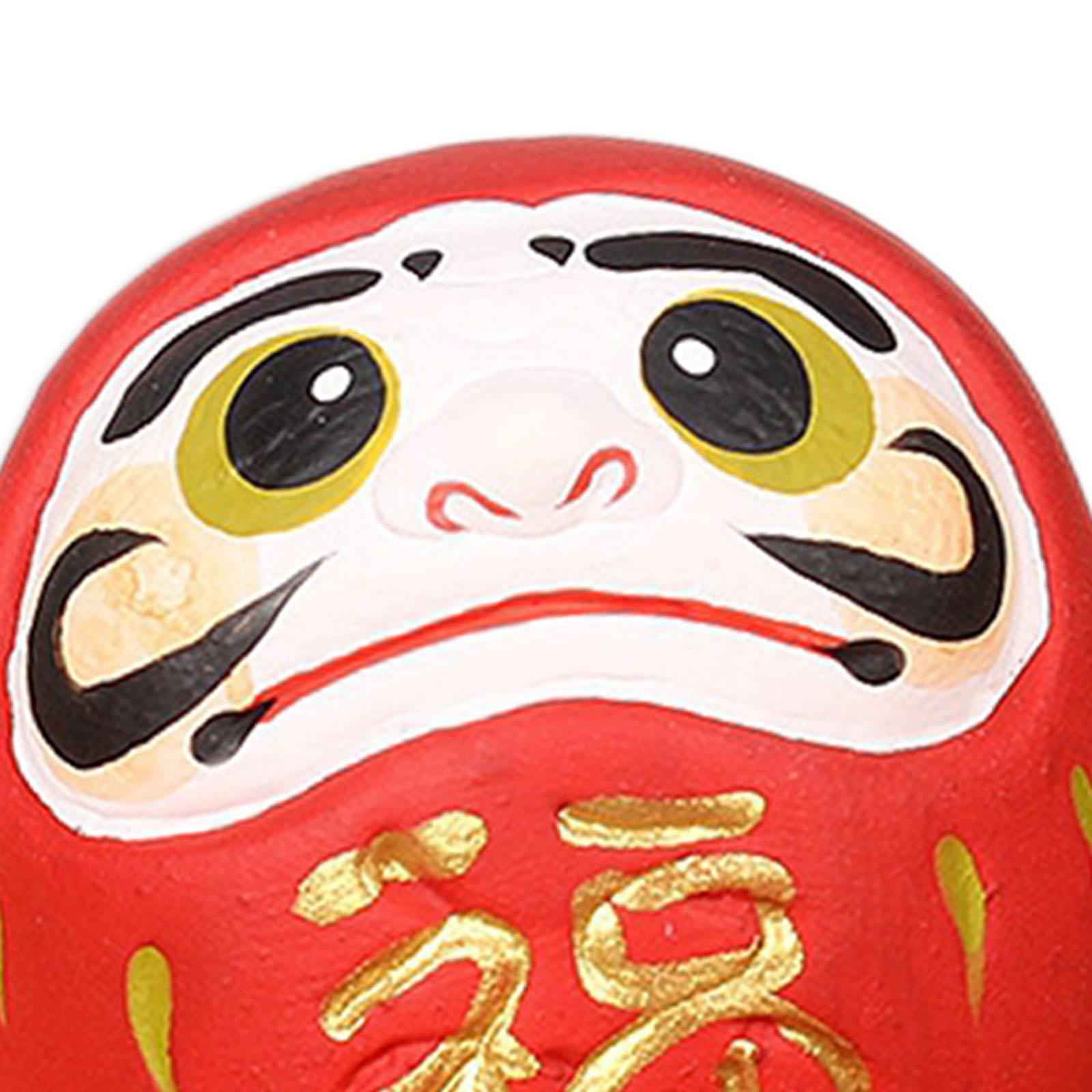 Daruma Doll Statue Craft Decorative for Table Bookshelf Decor Red