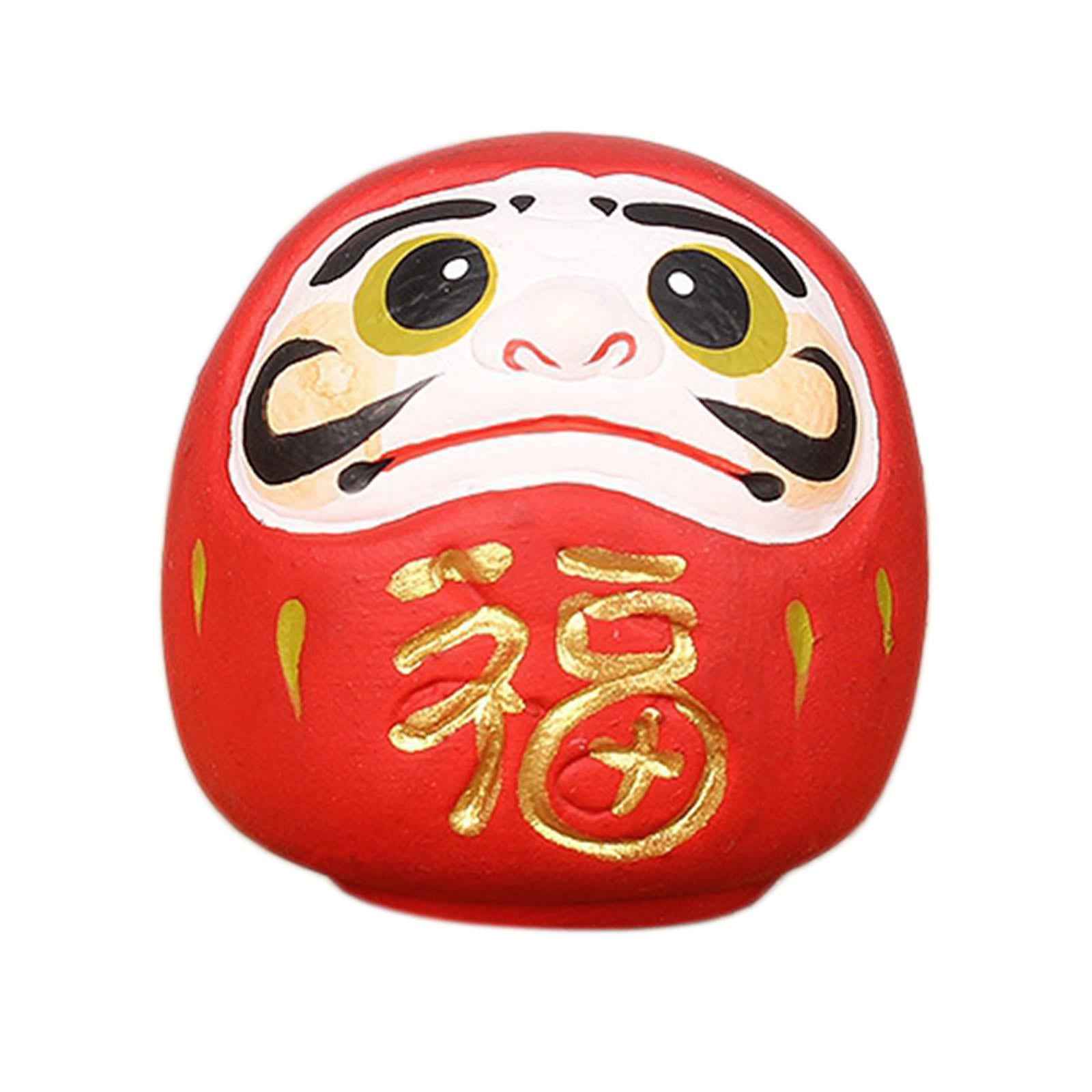 Daruma Doll Statue Craft Decorative for Table Bookshelf Decor Red