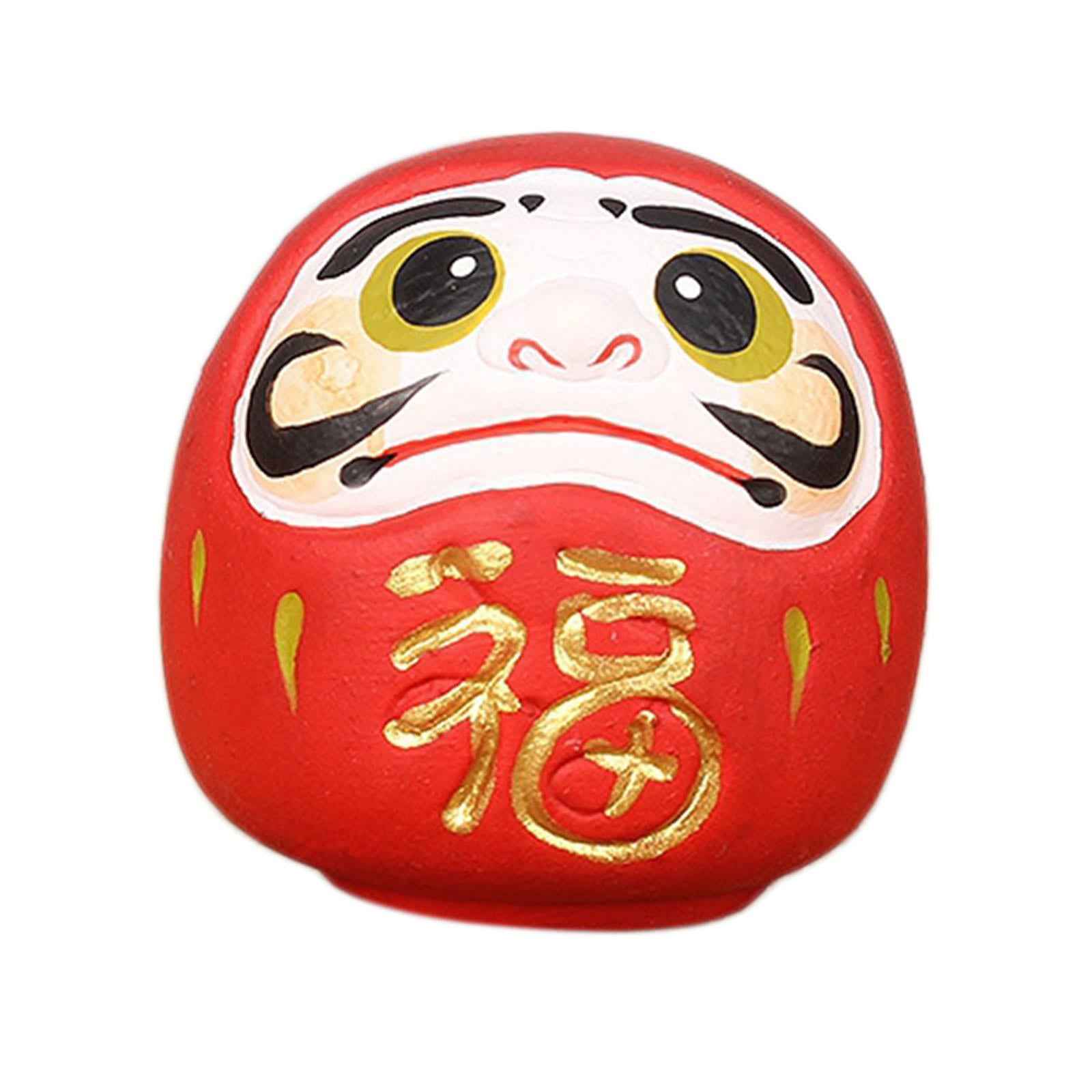 Daruma Doll Statue Craft Decorative for Table Bookshelf Decor Red