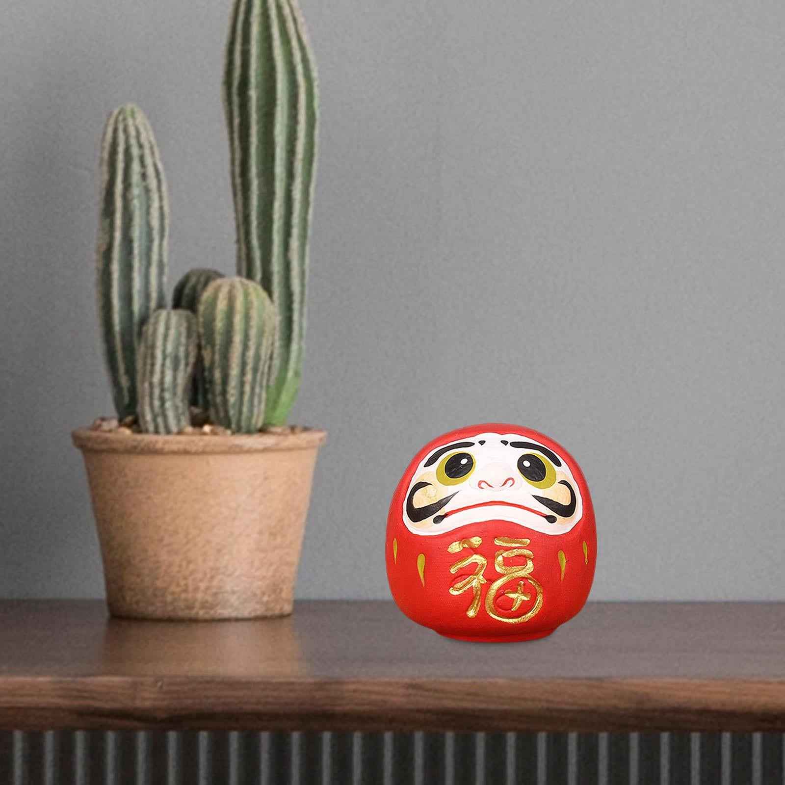 Daruma Doll Statue Craft Decorative for Table Bookshelf Decor Red