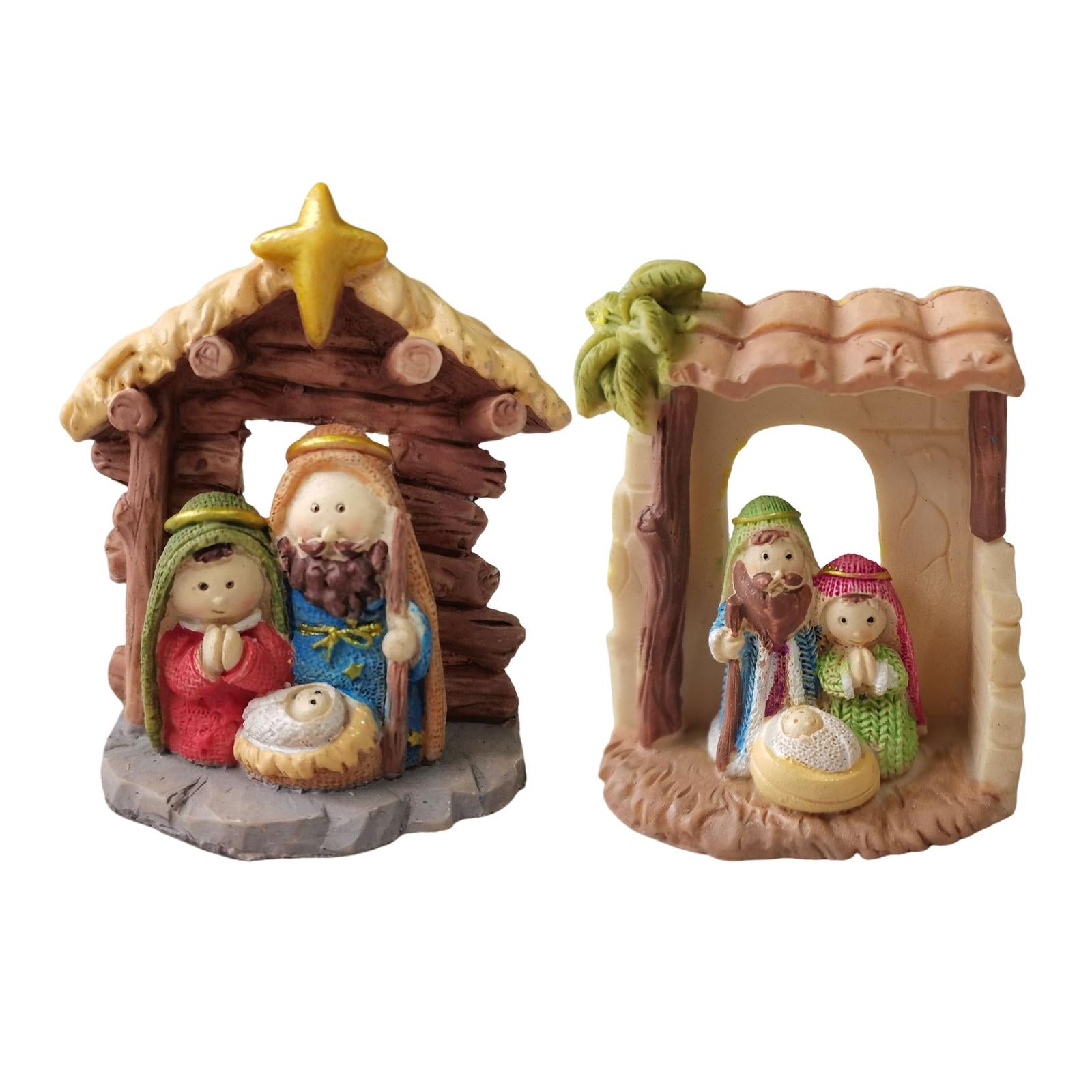2xHoly Family Figurine Nativity Scene Joseph Jesus Mary Mother Resin Gift dark