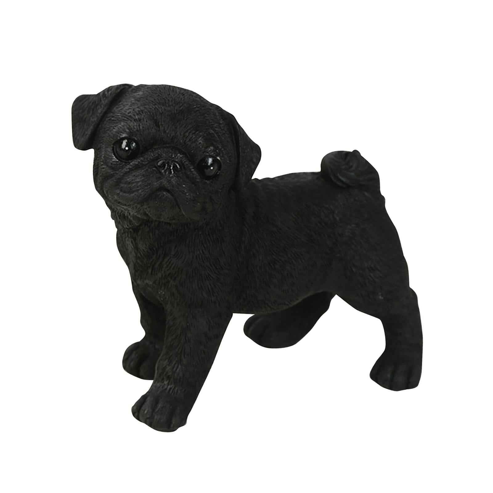 Pug Figurine Miniature Dog Statue for Auto Dashboard Living Room Black