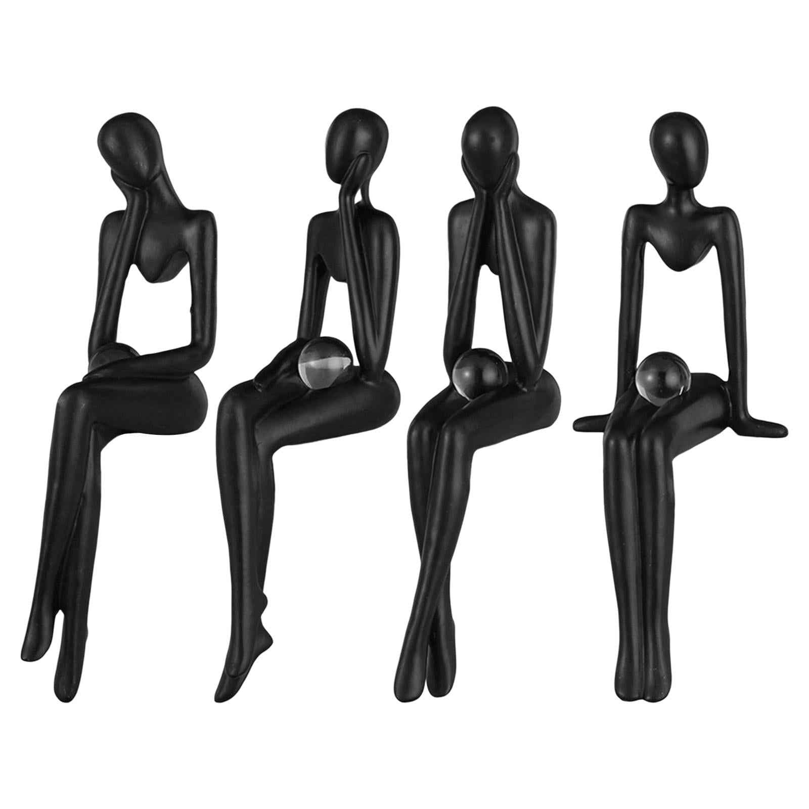 Thinker Statue Abstract Figurine Art for Living Room Bookcase Ornament Left Thinking
