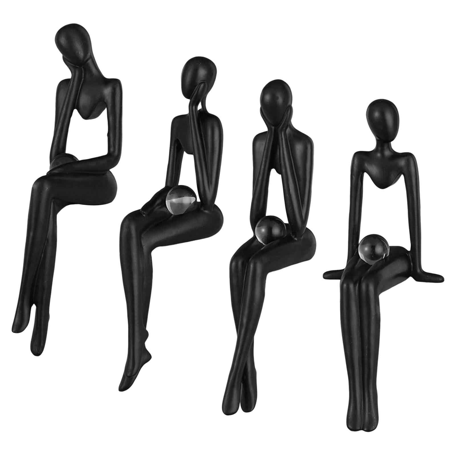 Thinker Statue Abstract Figurine Art for Living Room Bookcase Ornament Left Thinking