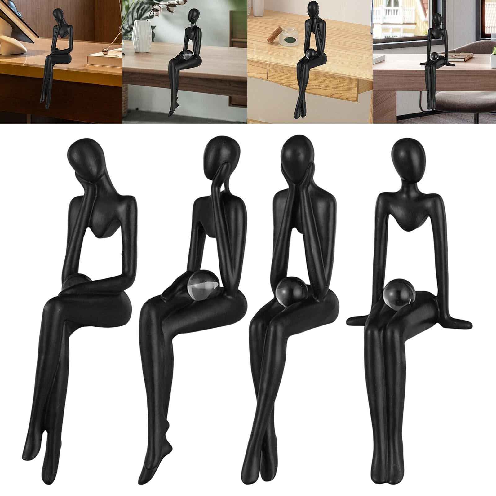 Thinker Statue Abstract Figurine Art for Living Room Bookcase Ornament Left Thinking
