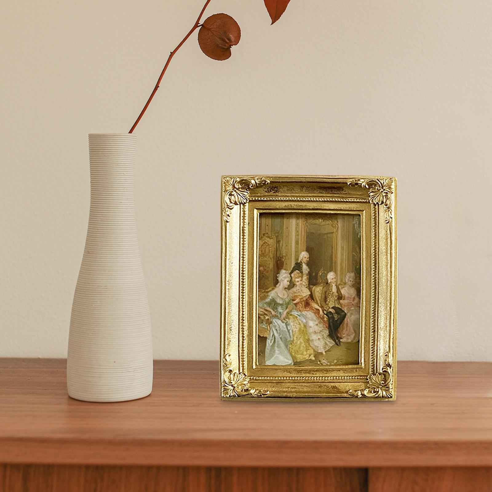 Resin Photo Frame with Easel Hook Flower Decorative Wall Home Picture Frame 15.5cmx19.5cm