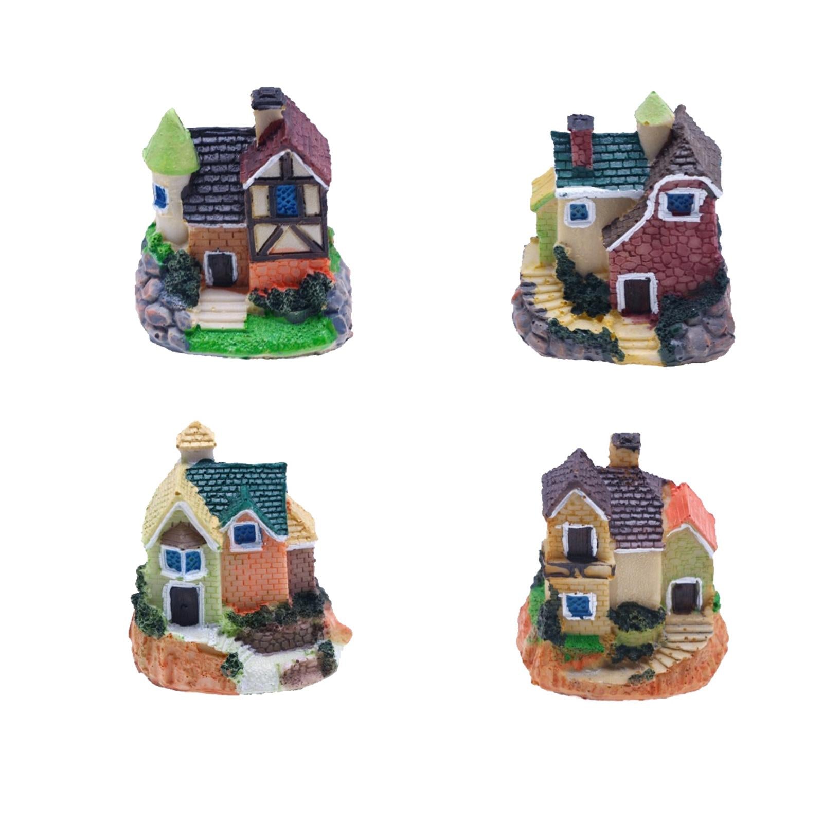 3xMini Fairy Garden House Micro Landscape Miniature House Decor for Patio