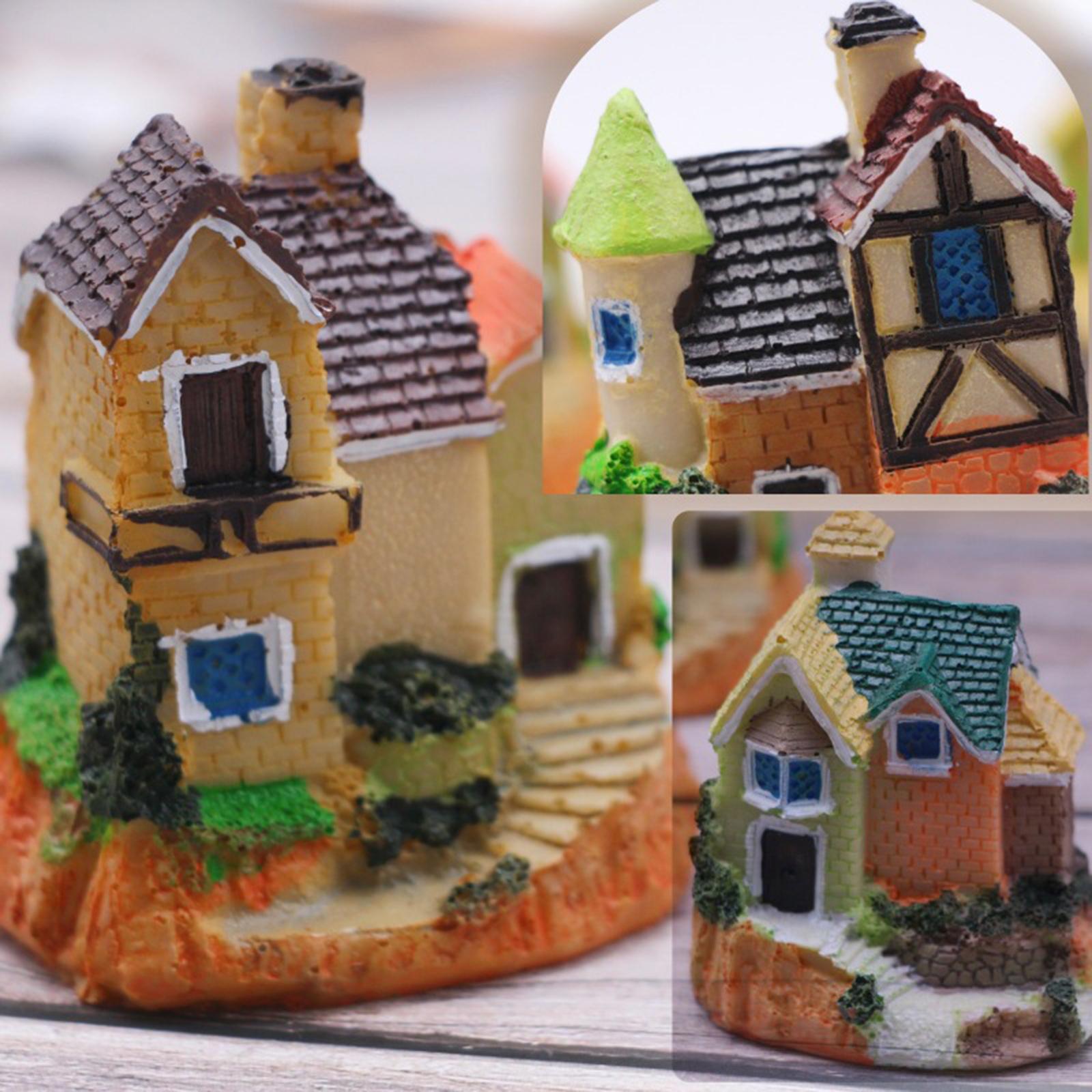 4xMini Fairy Garden House Micro Landscape Miniature House Decor for Patio