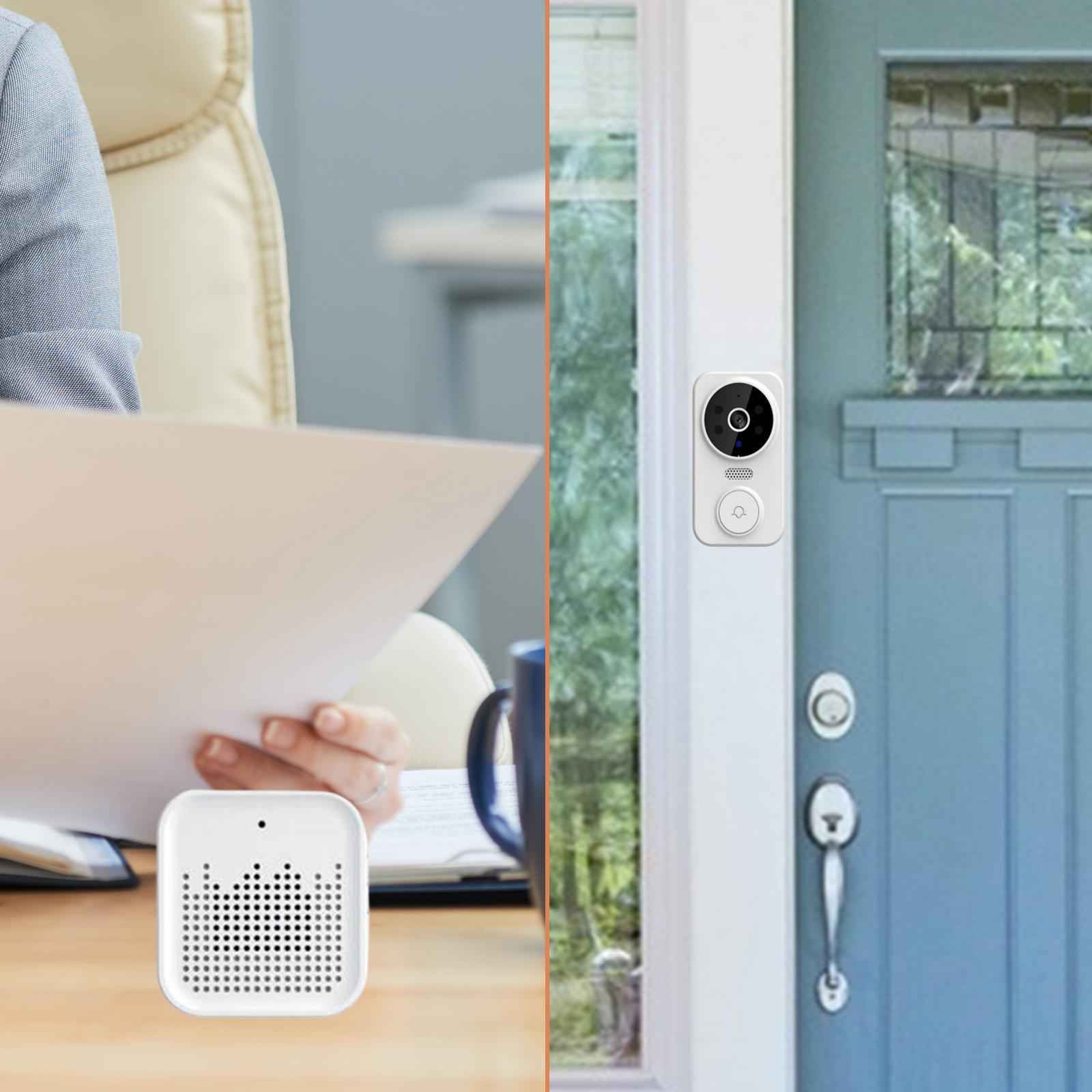 Wireless Doorbell Camera Two Way Calls App Control WiFi Doorbell Door Chime White