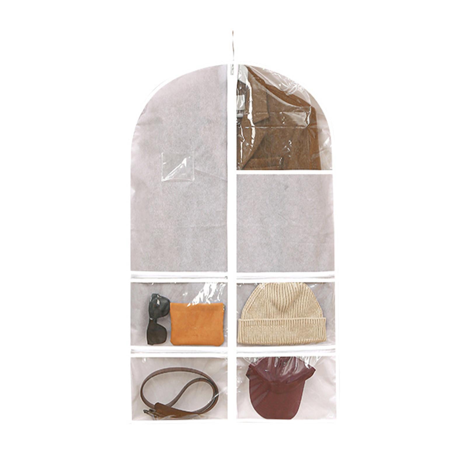 2xHanging Clothes Dust Bags Suit Dress Clear for T Shirts Windbreaker Sweaters 60x100cm