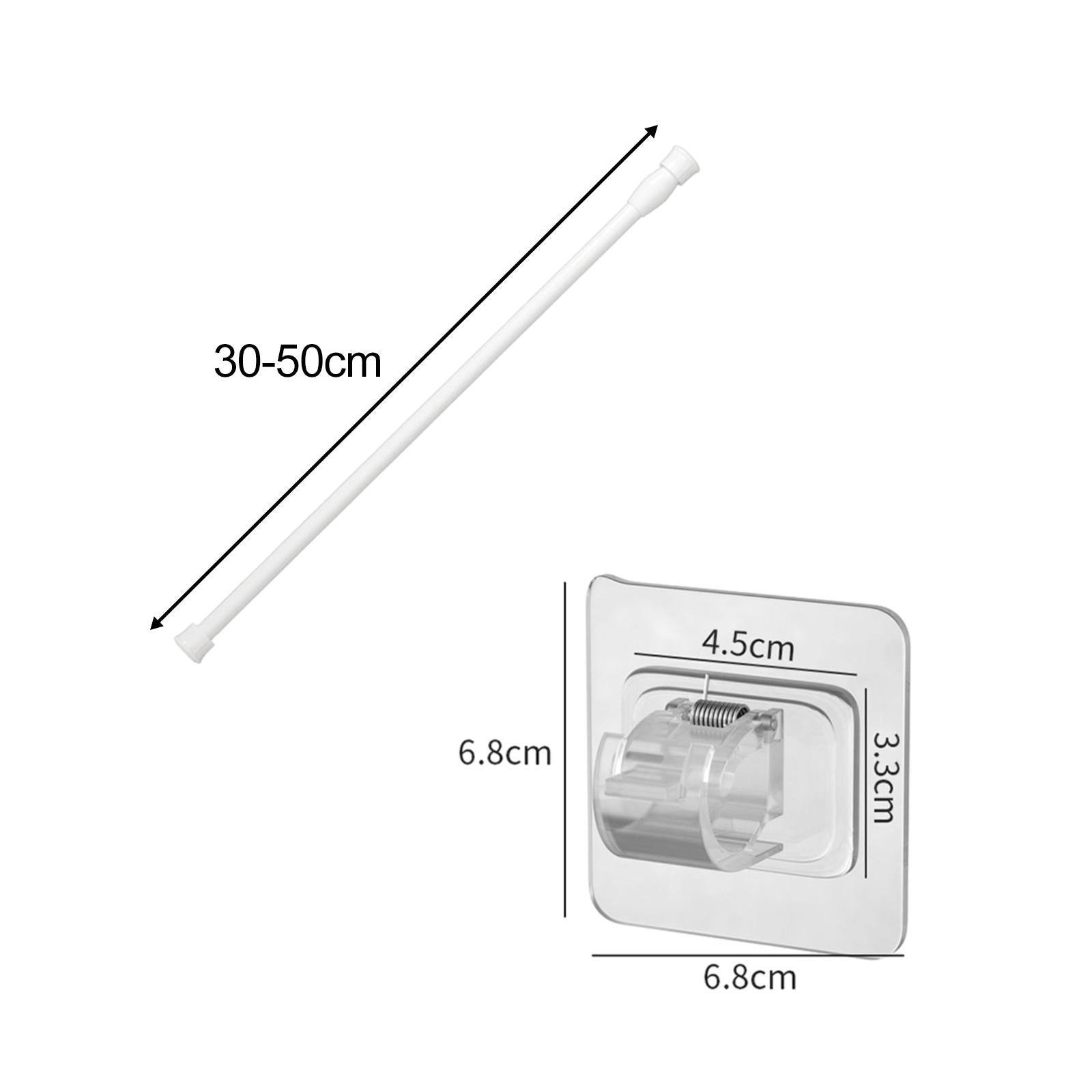 2xTelescopic Curtain Rod Spring Curtain Rod for Doorway Bedroom Cupboard 30cm to 50cm
