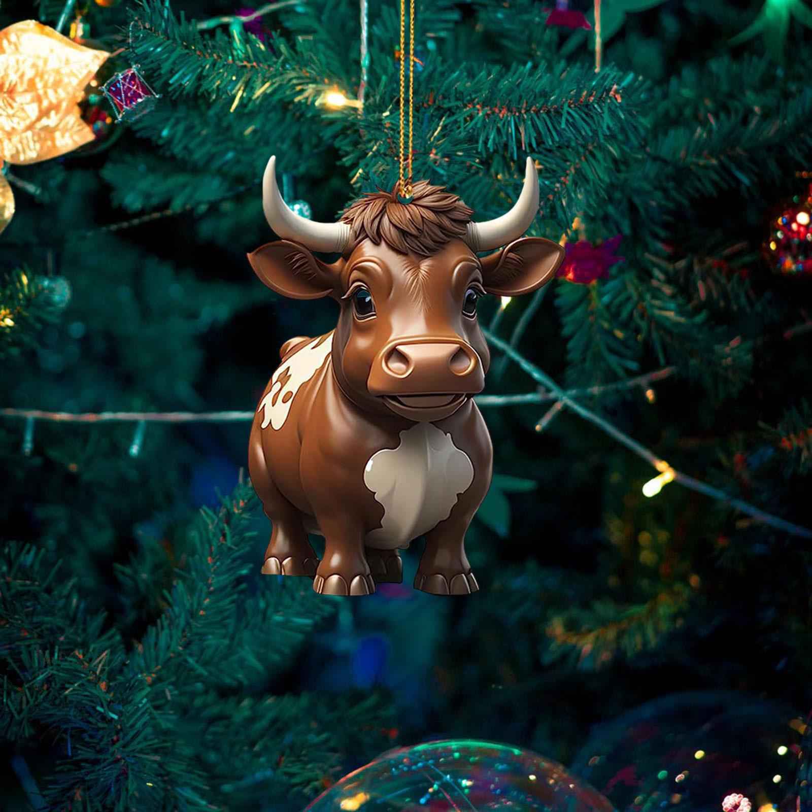 Cow Christmas Tree Decorations Home Photo Props Living Room Cow Car Pendants Style D