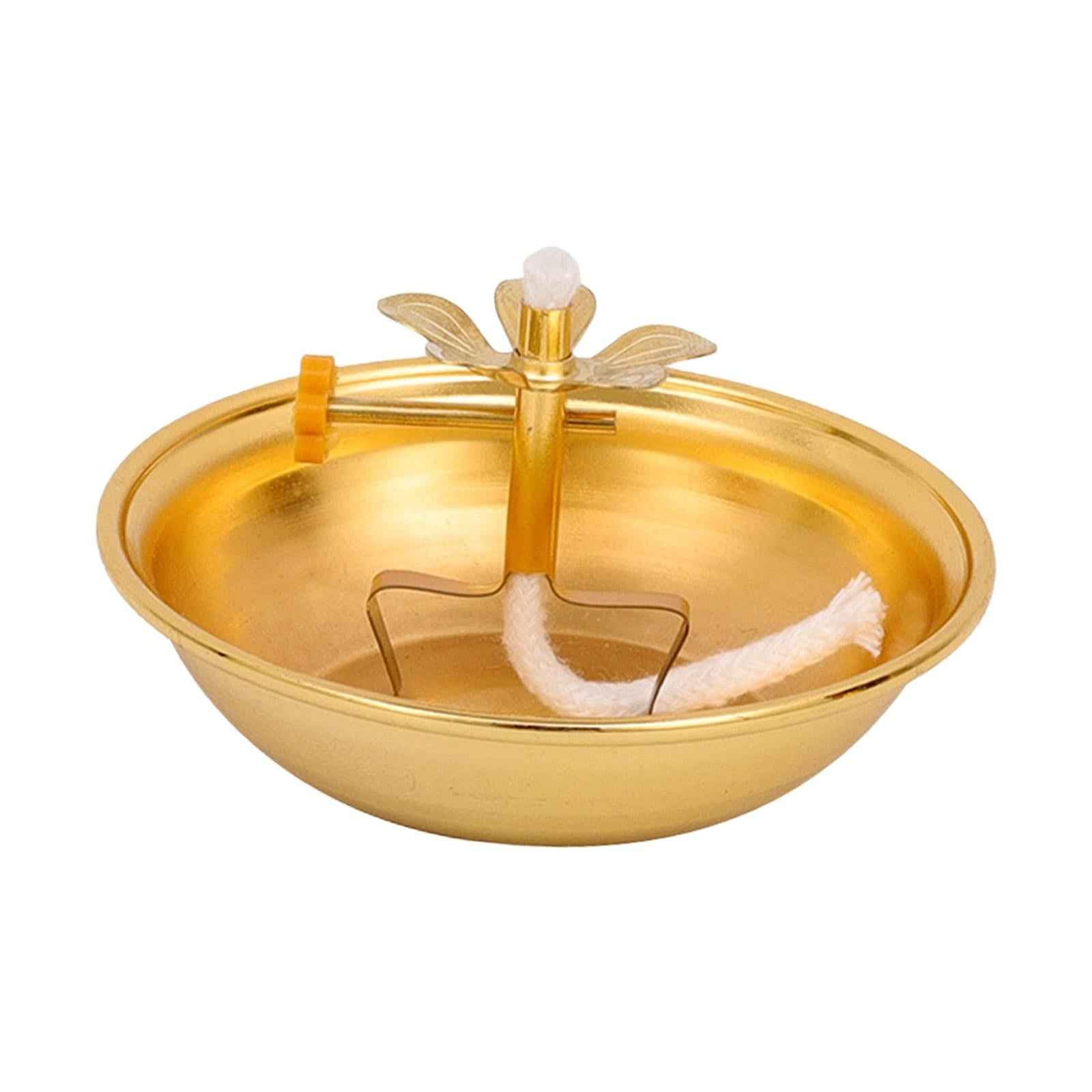 Ghee Lamp Holder Alloy Meditation Tea Light Holder for Desktop Bedroom Decor Style A