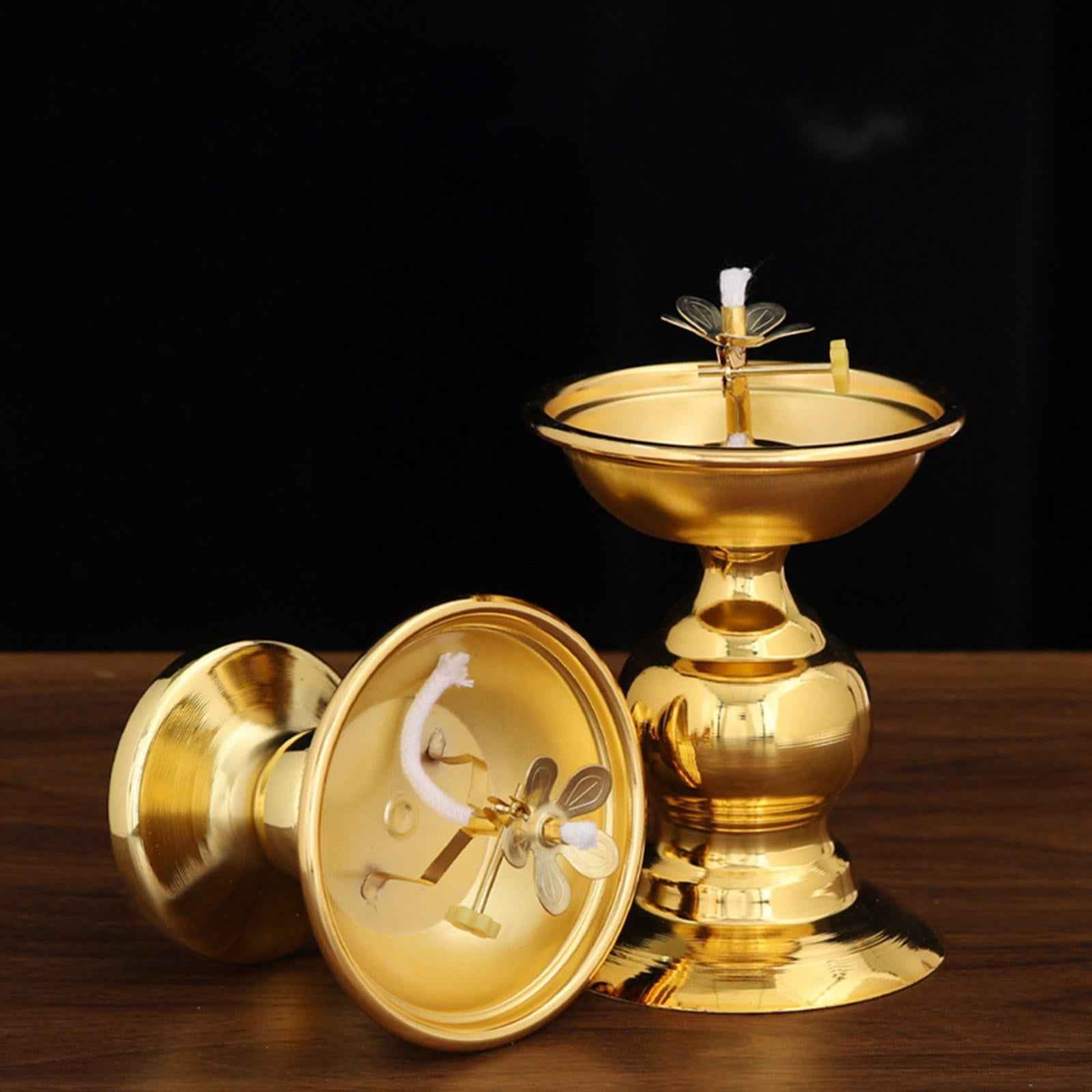 Ghee Lamp Holder Alloy Meditation Tea Light Holder for Desktop Bedroom Decor Style A
