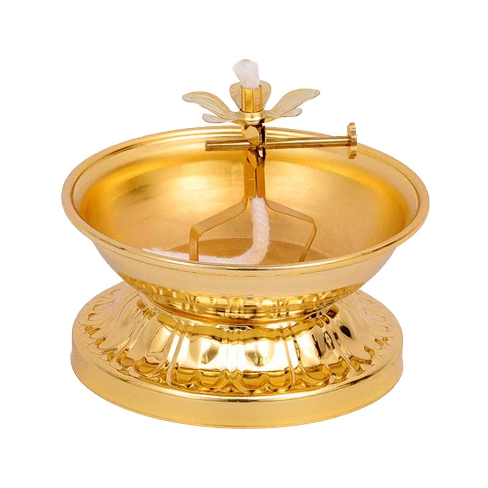 Ghee Lamp Holder Alloy Meditation Tea Light Holder for Desktop Bedroom Decor Style B