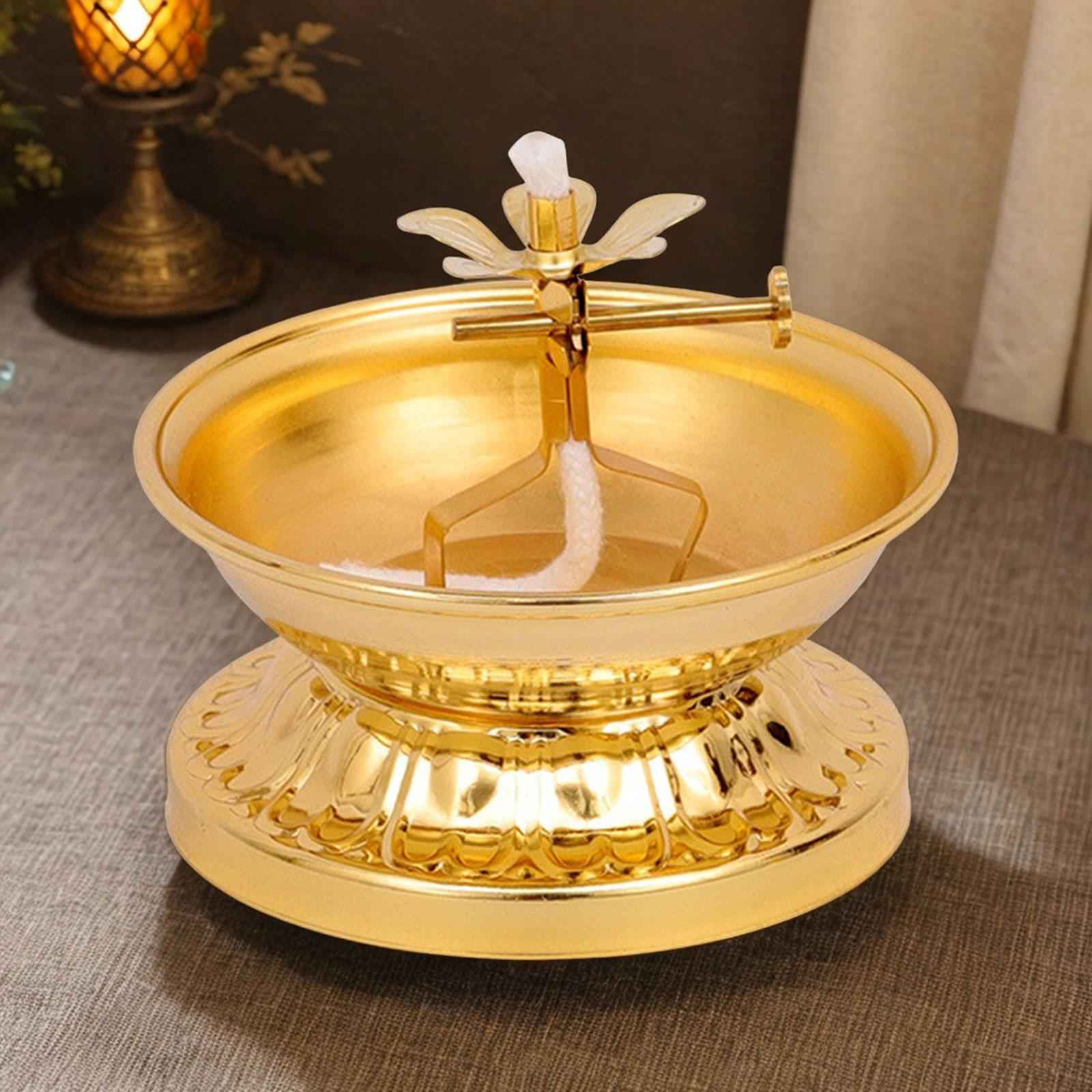 Ghee Lamp Holder Alloy Meditation Tea Light Holder for Desktop Bedroom Decor Style B