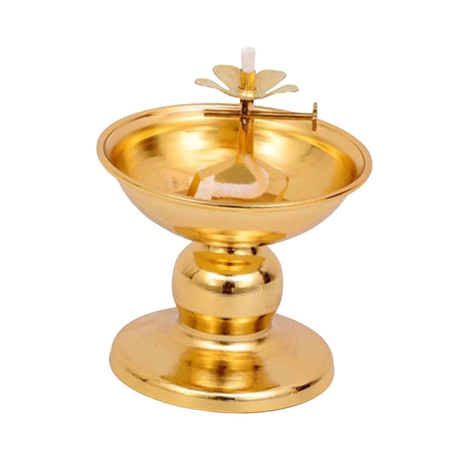 Ghee Lamp Holder Alloy Meditation Tea Light Holder for Desktop Bedroom Decor Style C