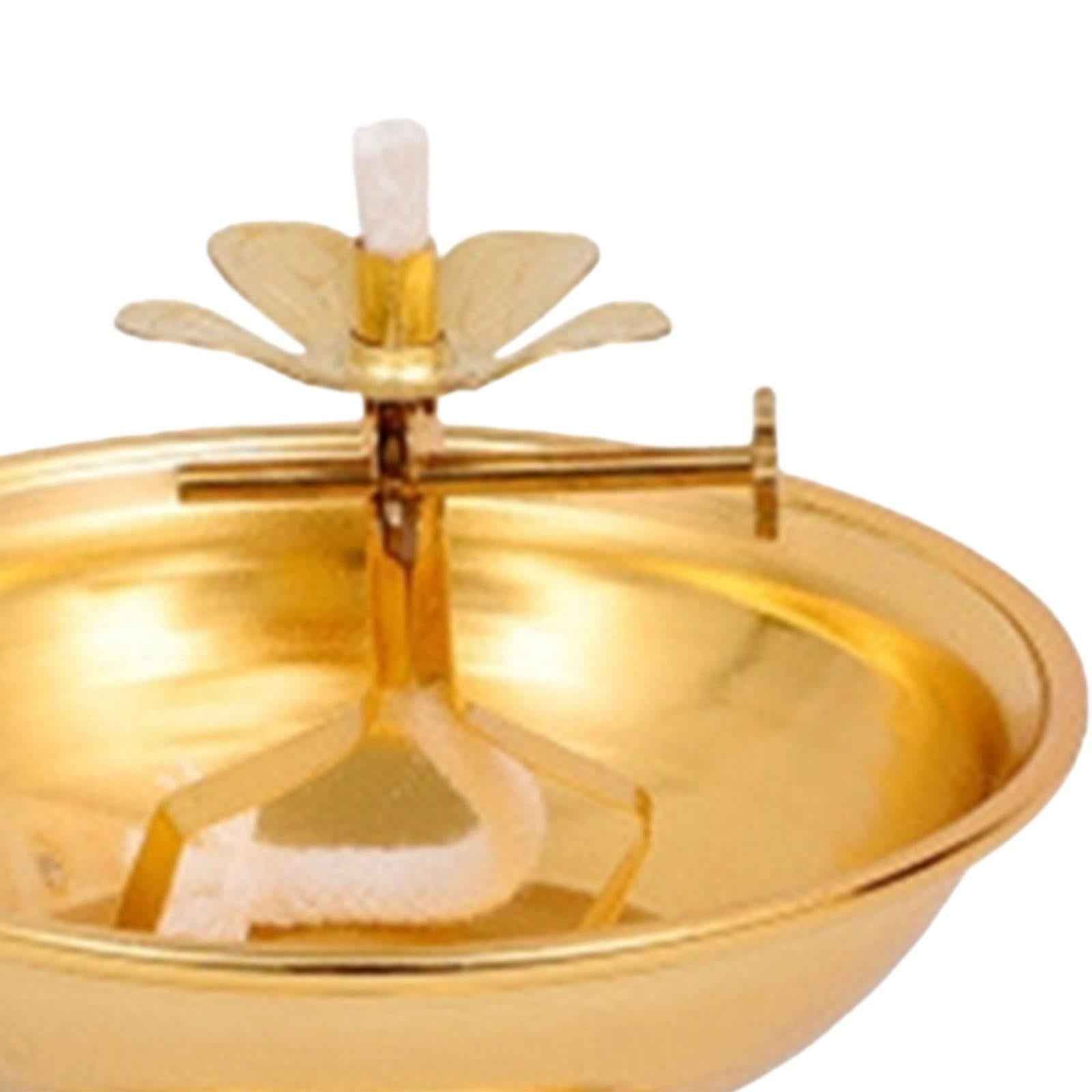 Ghee Lamp Holder Alloy Meditation Tea Light Holder for Desktop Bedroom Decor Style C